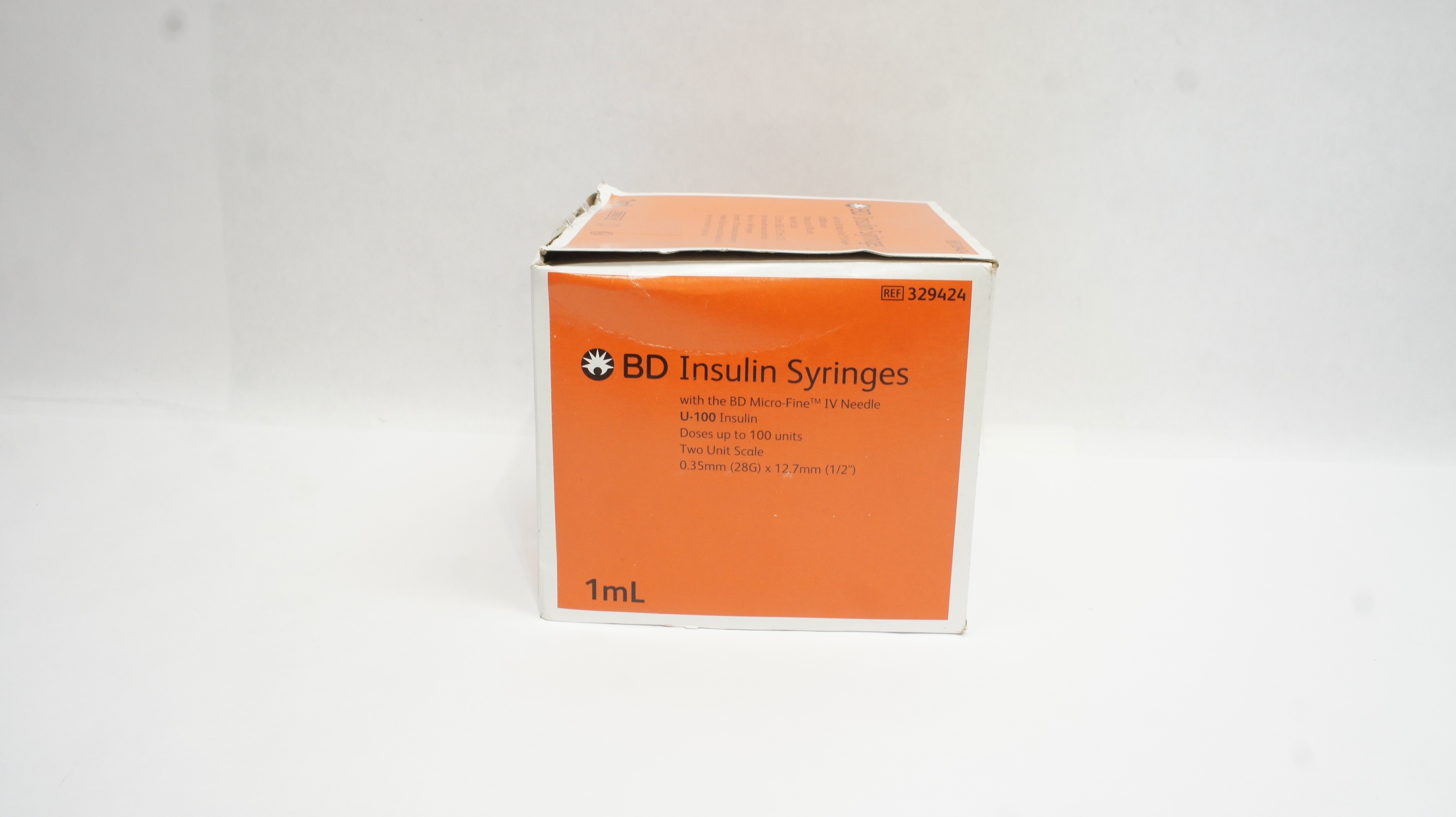 BD 329424 Insulin Syringes 1mL w/BD Micro-Fine IV Ndle. 28G x 1/2inch-Box of 100
