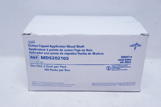 Medline MDS20210 Cotton Tipped Applicator/Wood Shaft 3inch - Box of 100