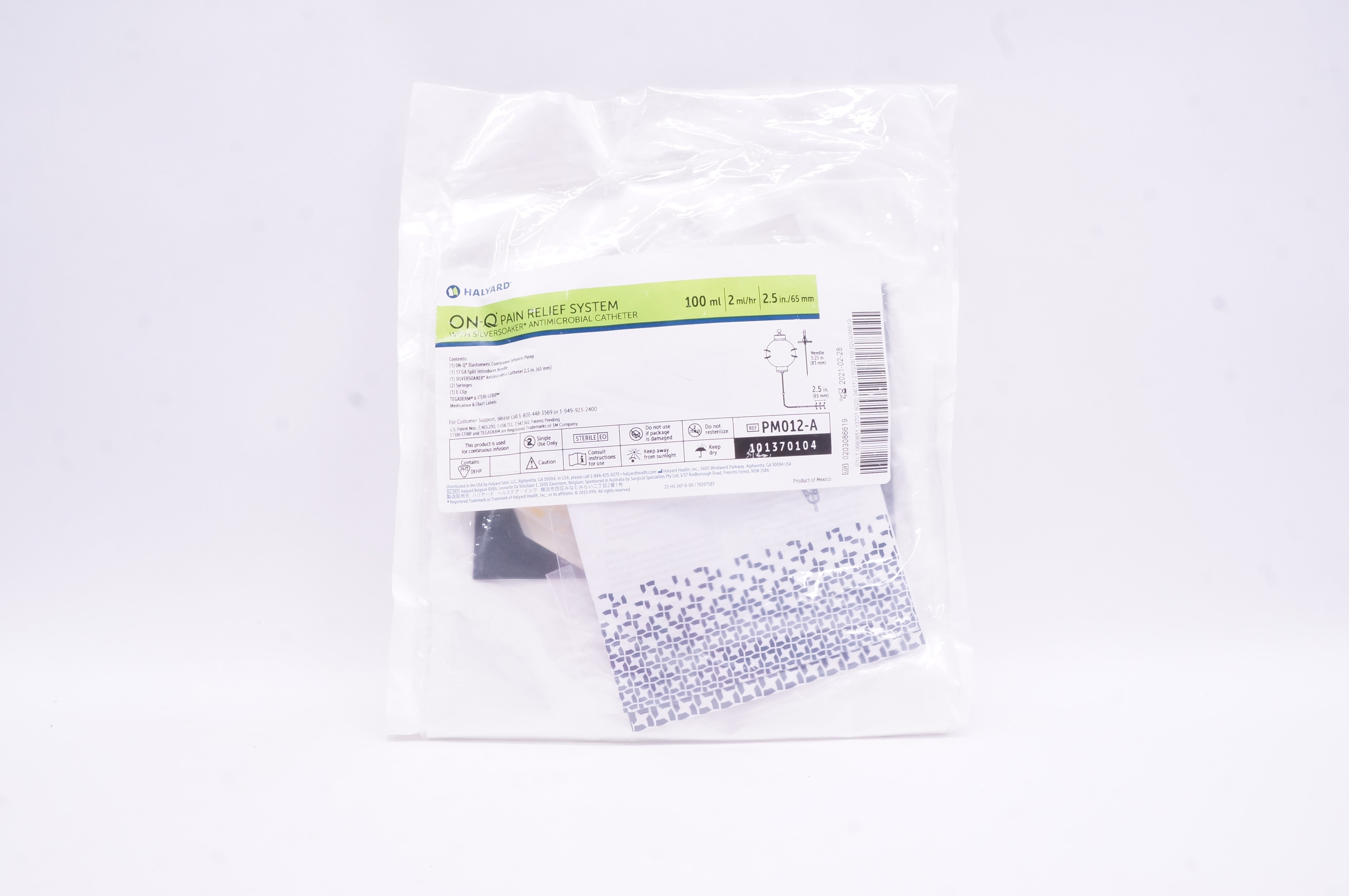Halyard PM012-A On-Q Pain Relief System with Cath. 100ml Ndle 3.25in. 2.5in.