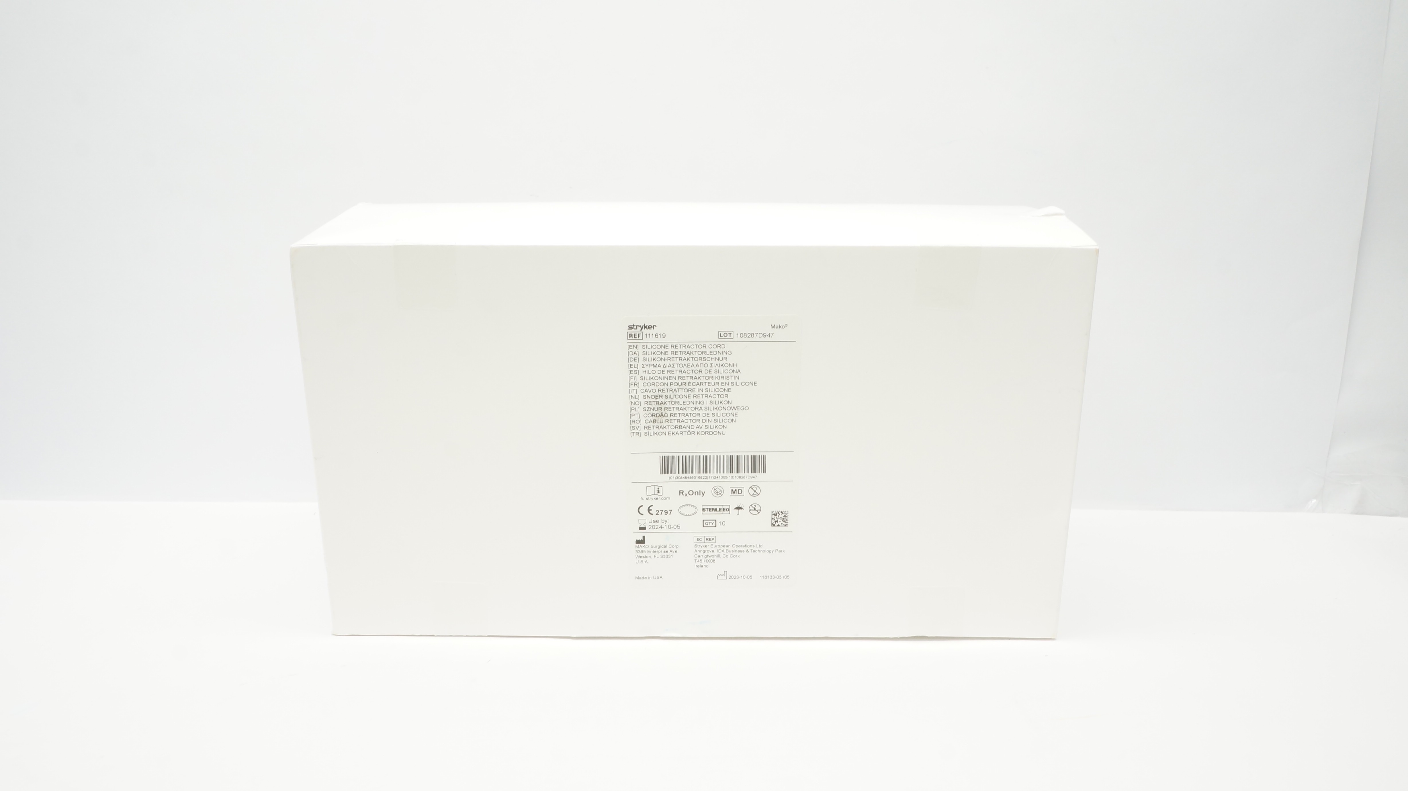 Stryker 111619 Silicone Retractor Cord - Box of 10 (x)