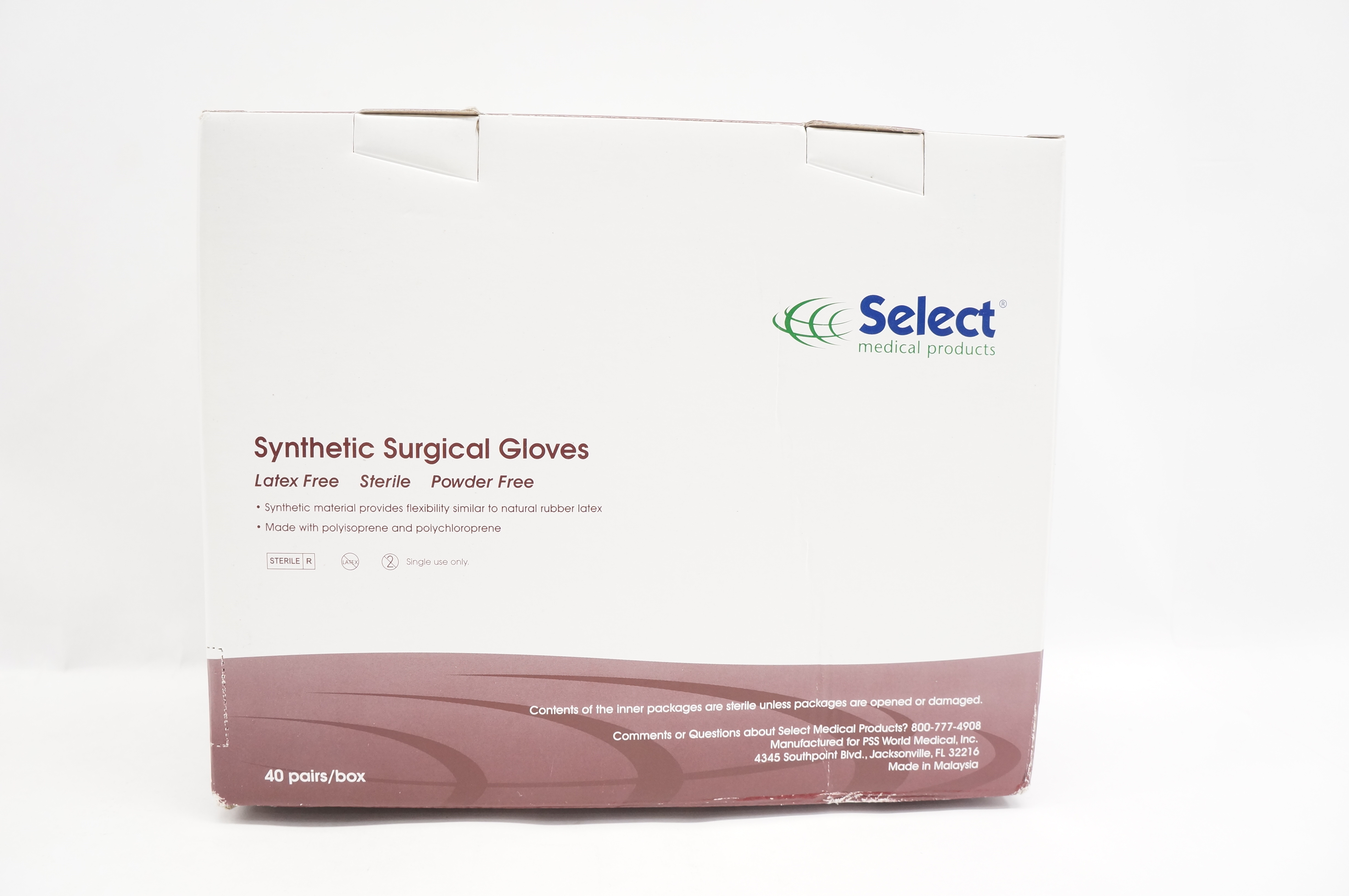 Select Medical 916 Synthetic Surgical Gloves 7 1/2 (x) - Box of 40