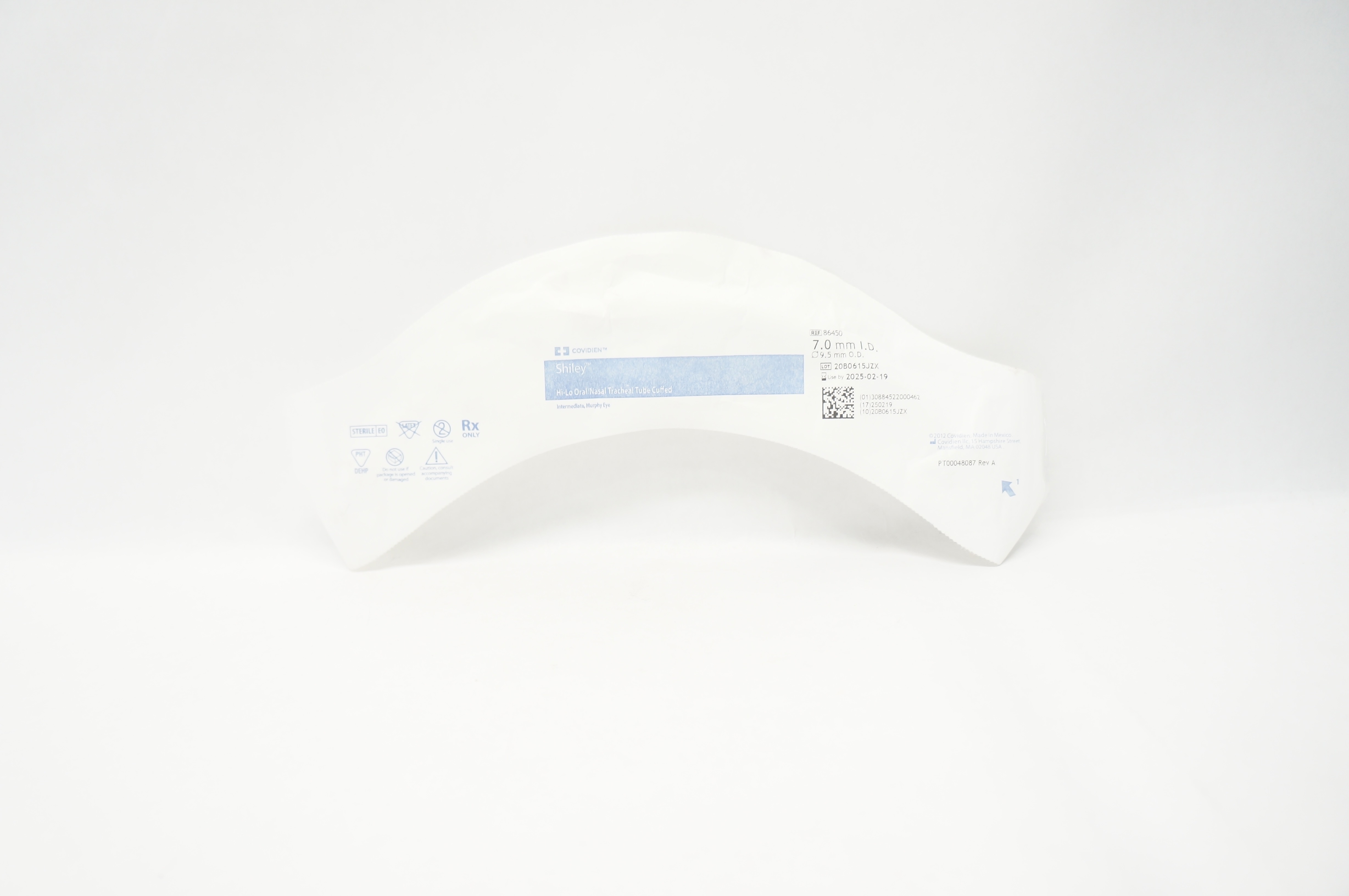 Covidien 86450 Shiley Hi-Lo Oral/Nasal Tracheal Tube Cuffed 7.0 ID mm x 9.5mm OD