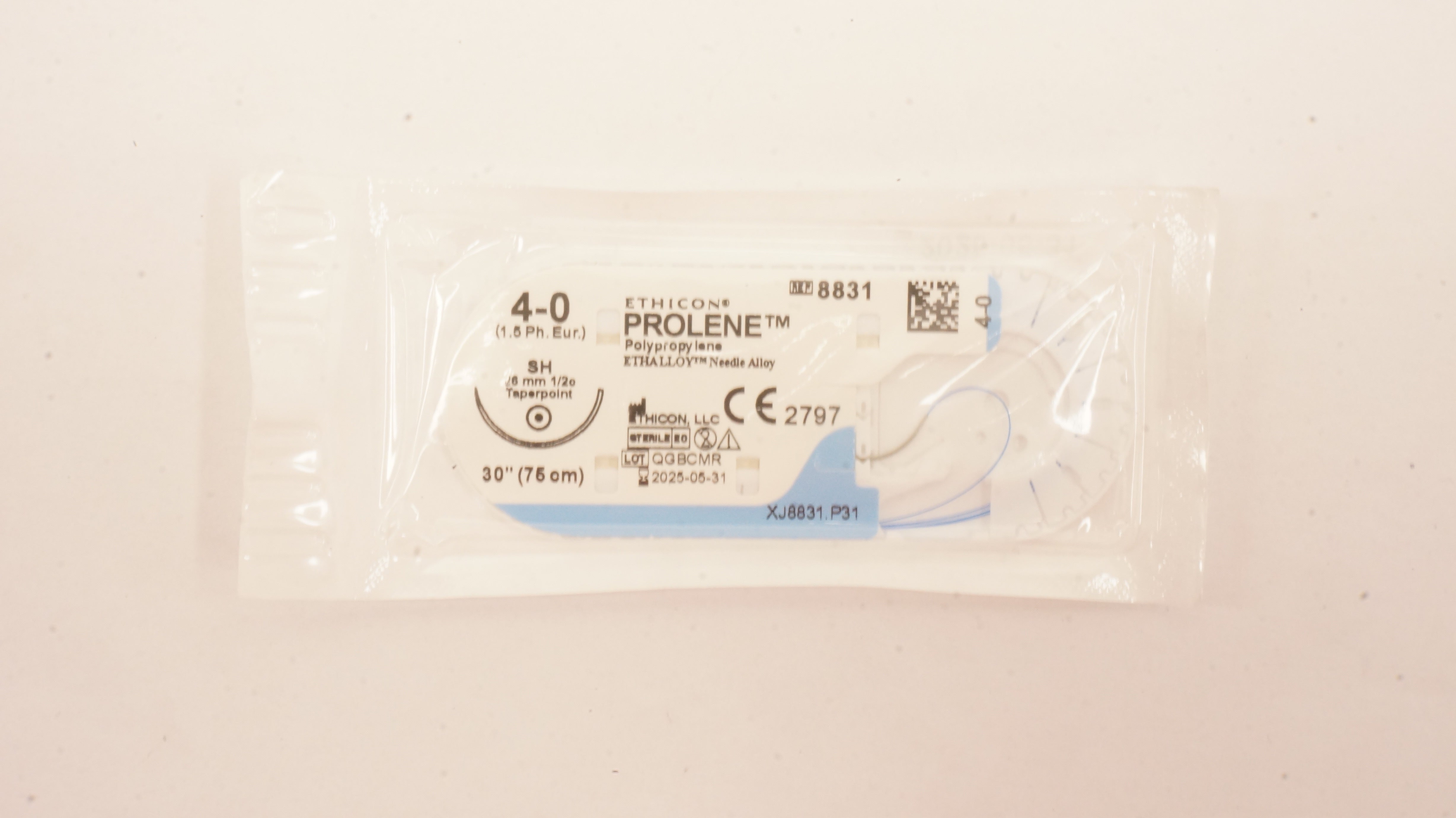 Ethicon 8831 4-0 Prolene Polypropylene Stre SH 26mm 1/2c Taperpoint, 30 inch