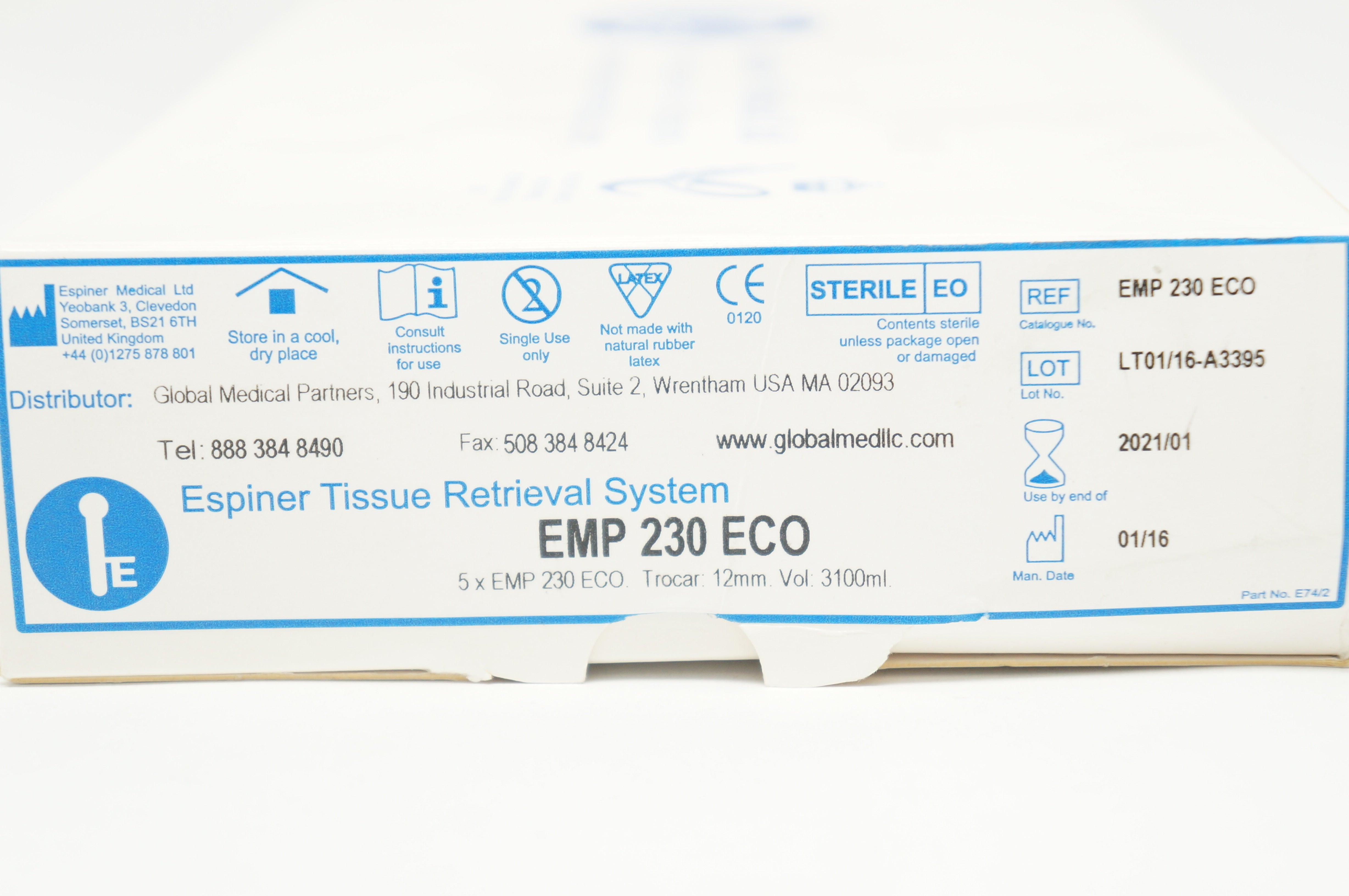 Espiner Medical EMP230ECO Tissue Retrieval System, Trocar 12mm (x) - Box of 7