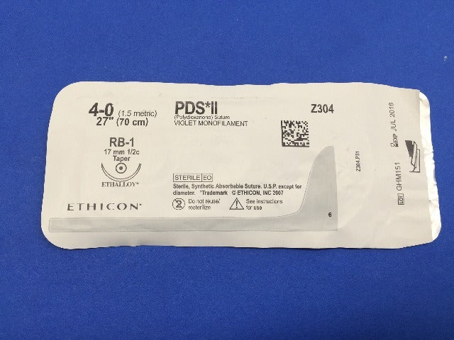 Ethicon Z304 PDS II, RB-1 Taper, Violet Monofilament 27