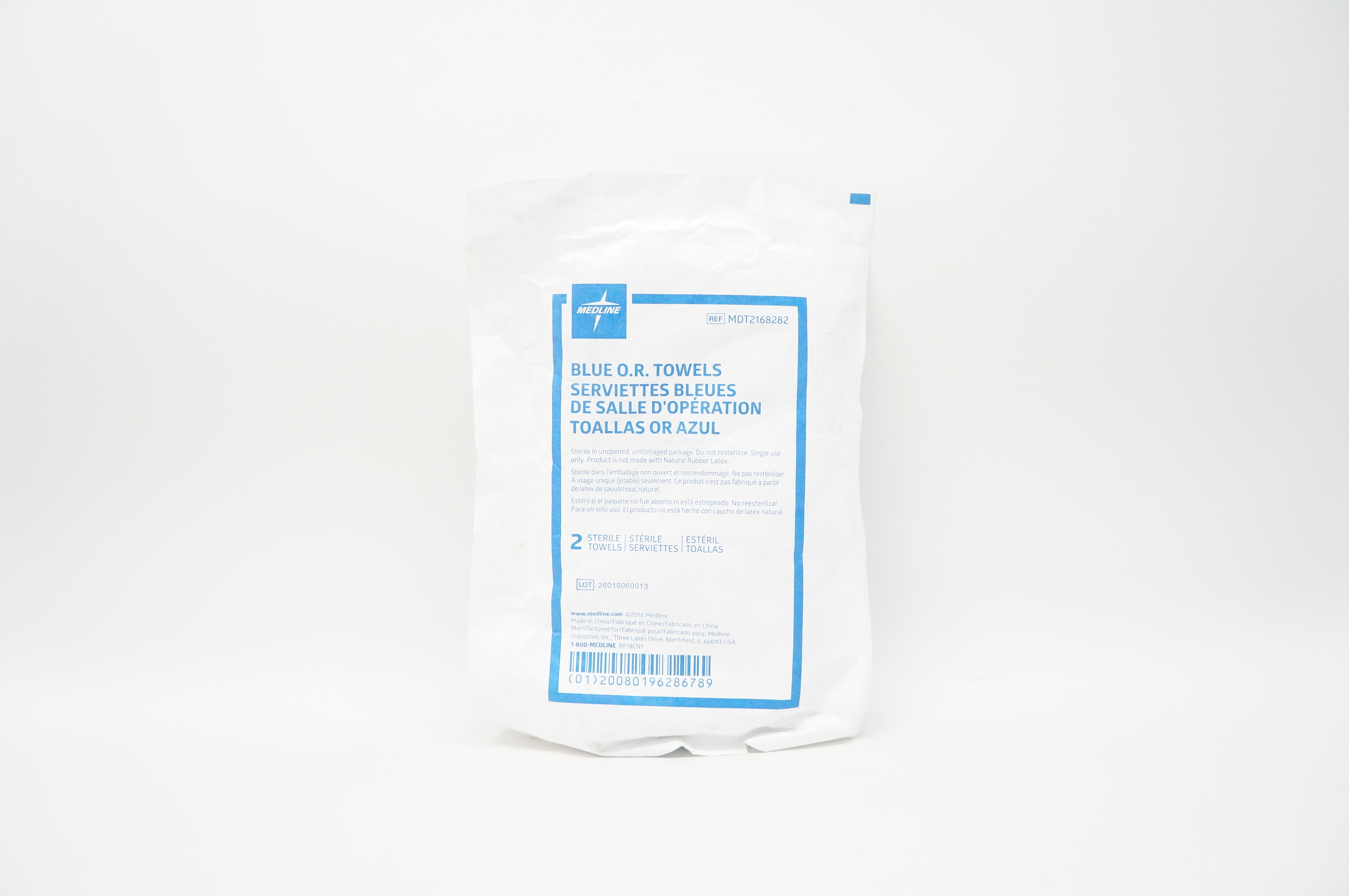Medline MDT2168282 Blue O.R. Towels - Pack of 2