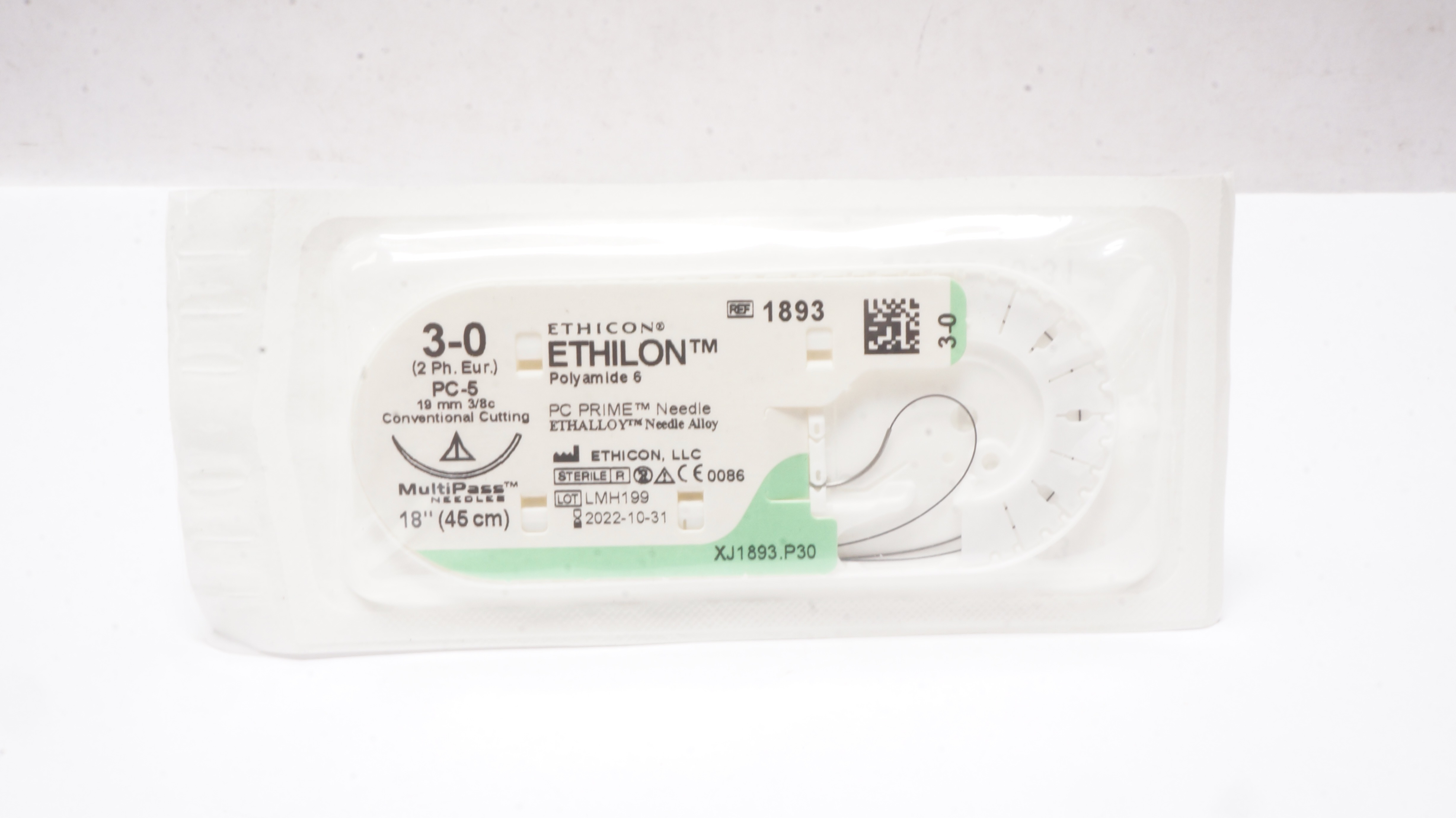 Ethicon 1893 3-0 ETHILON Polyamide 6 Stre PC-5 19mm 3/8c Conv. Cutting18inch (x)