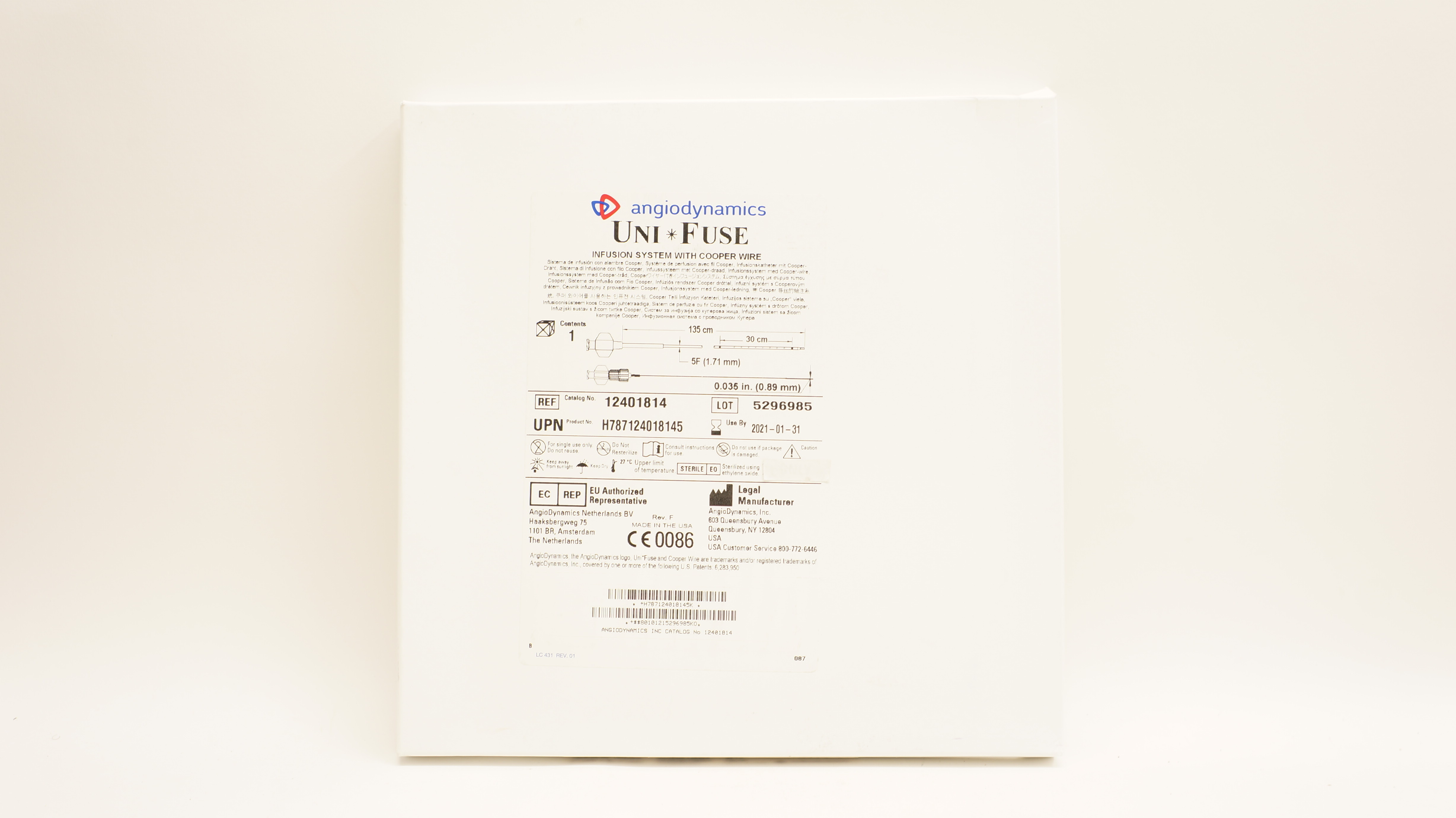 AngioDynamics 12401814 UniFuse Infusion System With Cooper Wire 5F x 135cm (x)