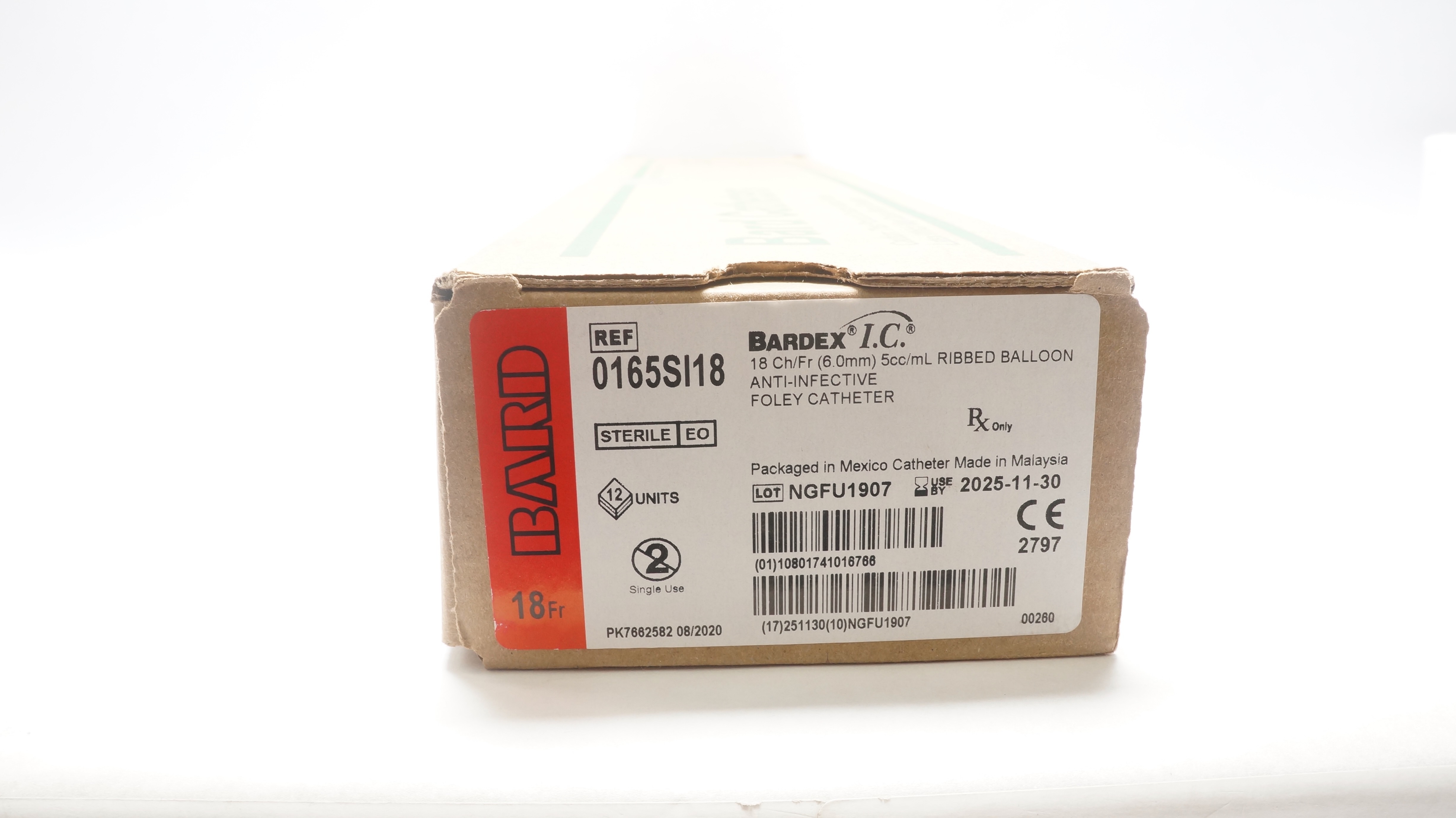 Bard 0165SI18 Bardex I.C. Anti-Infective Foley Cath. 18Ch/Fr 5cc/mL - Box of 12