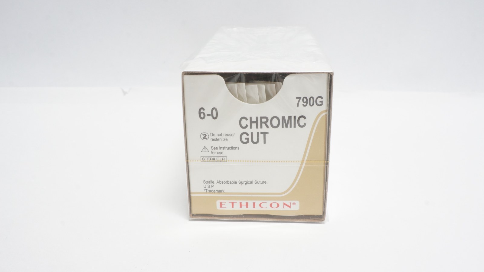ETHICON 790G CHROMIC GUT Suture 6-0 18" (45 cm) G-1 Needle - box of 12