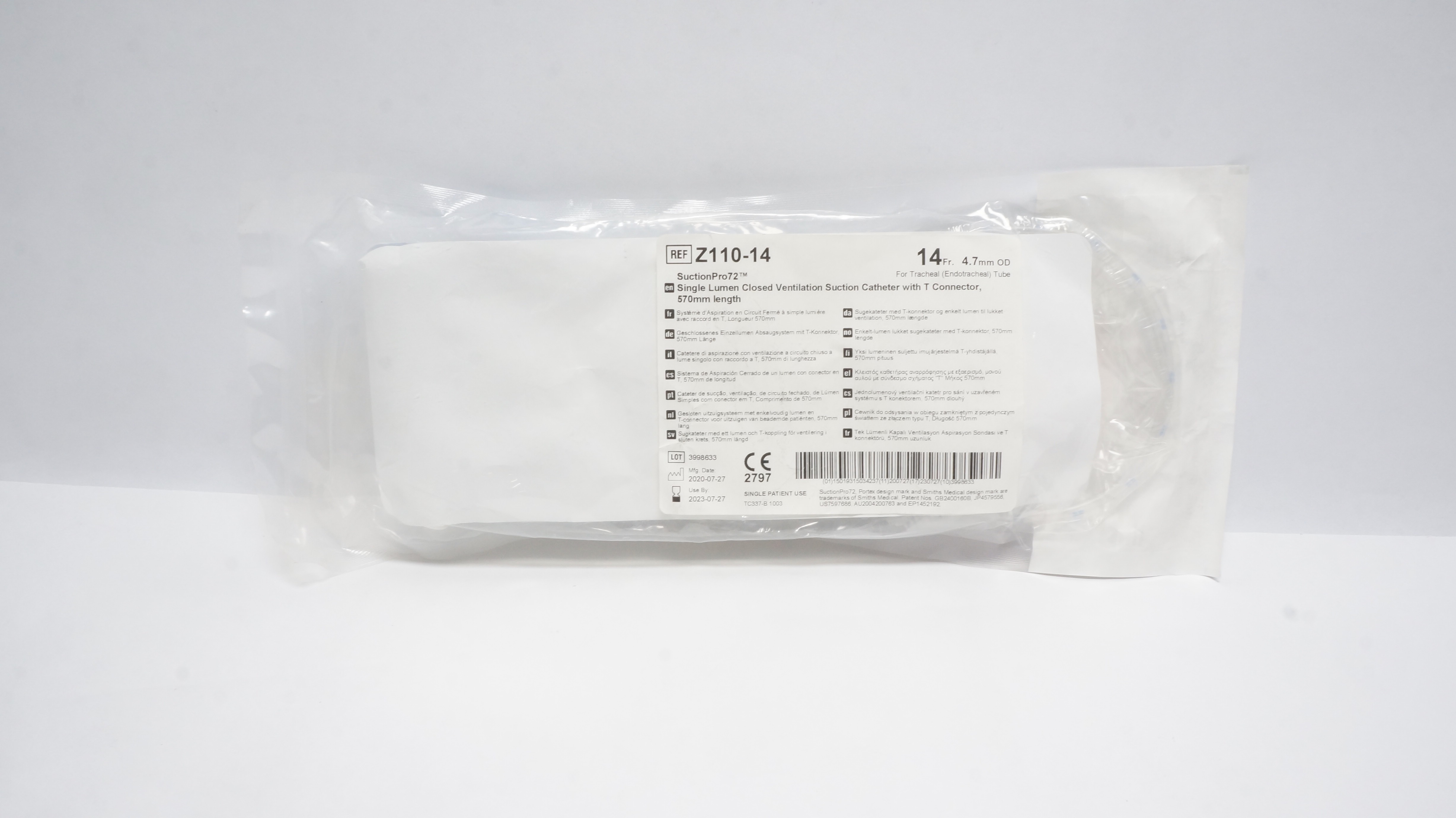 Smiths Medical Z110-14 SuctionPro72 Closed Ventilation Suction Cath. 14Fr (x)