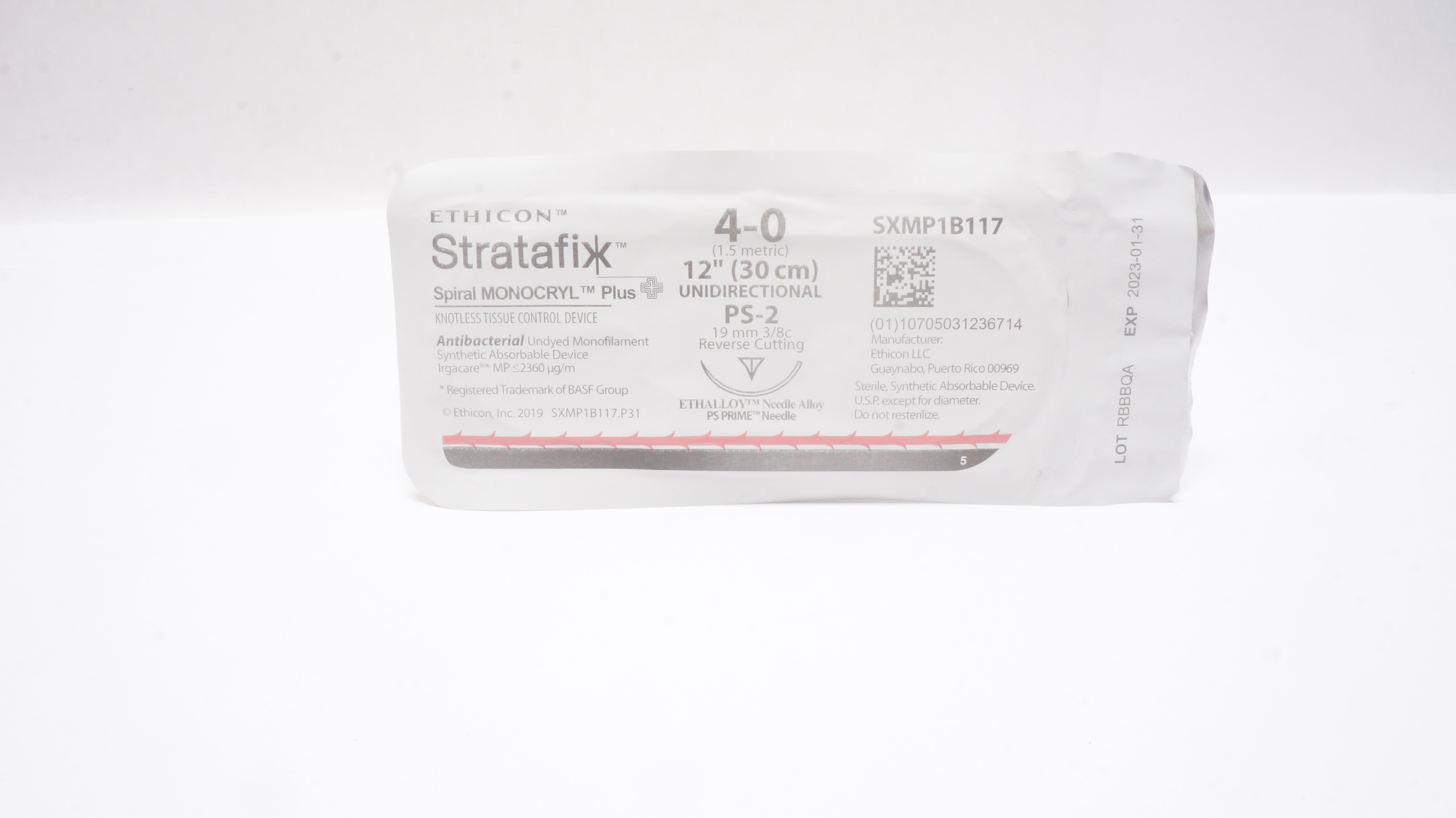 Ethicon SXMP1B117 4-0 Stratafix Spiral Monocryl Plus PS-2 19mm 3/8c 12inch (x)