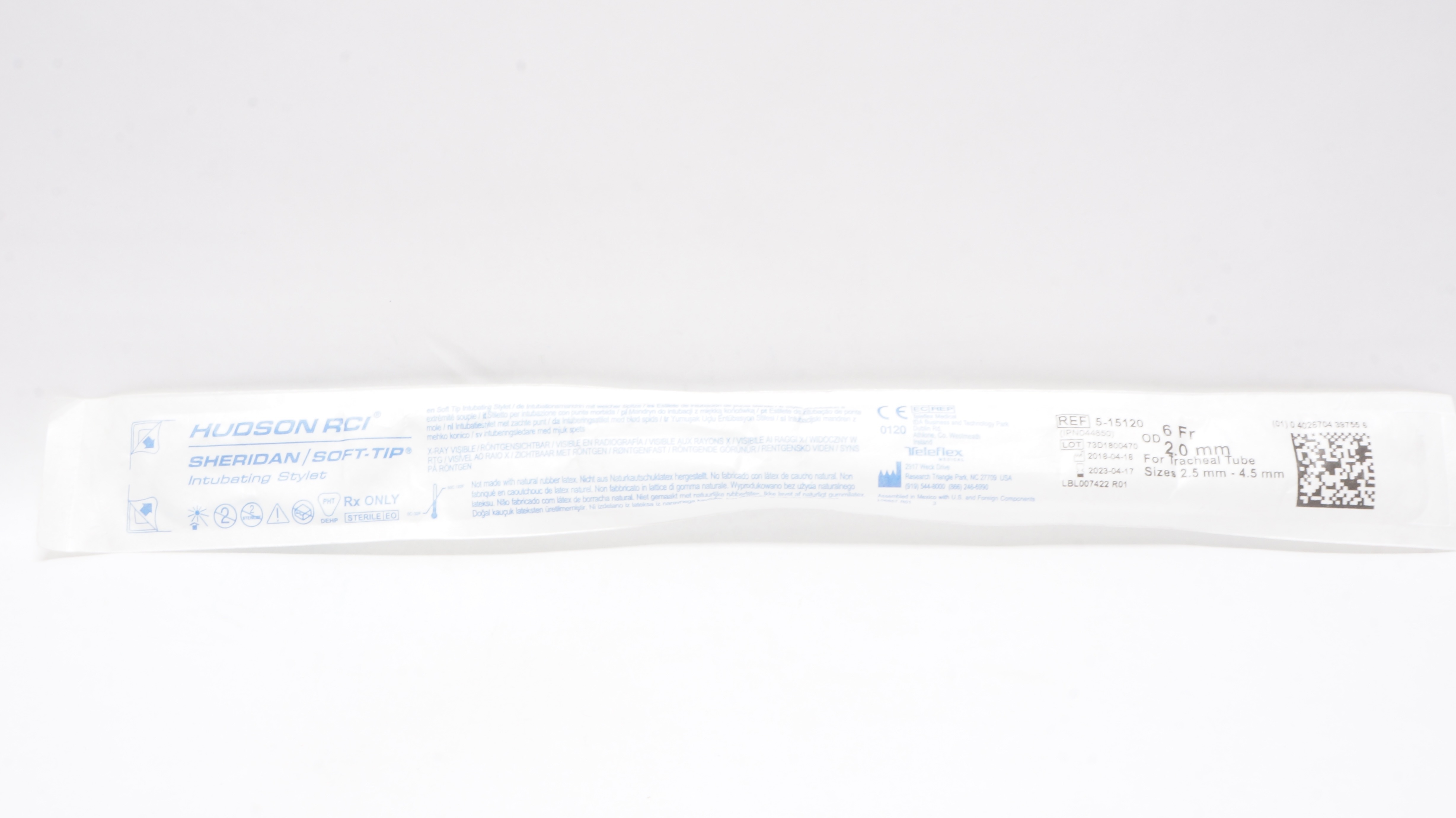 Teleflex 5-15120 Hudson RCI Sheridan Intubating Stylet-Pediatric 6Fr x 2.0mm (x)