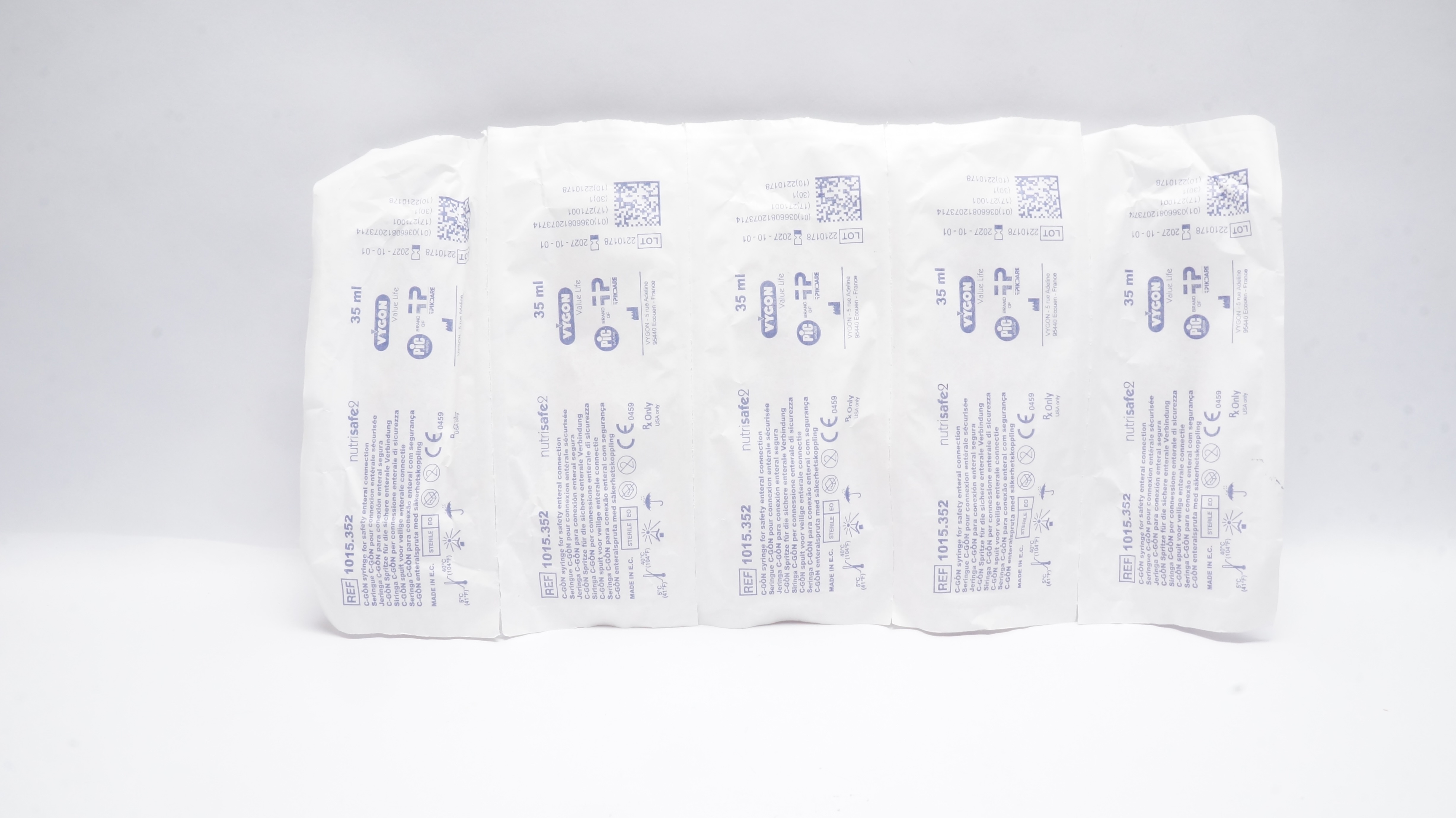 Vygon 1015.352M Nutrisafe2 Syringe For Safety Connection 35mL - 5 Packs