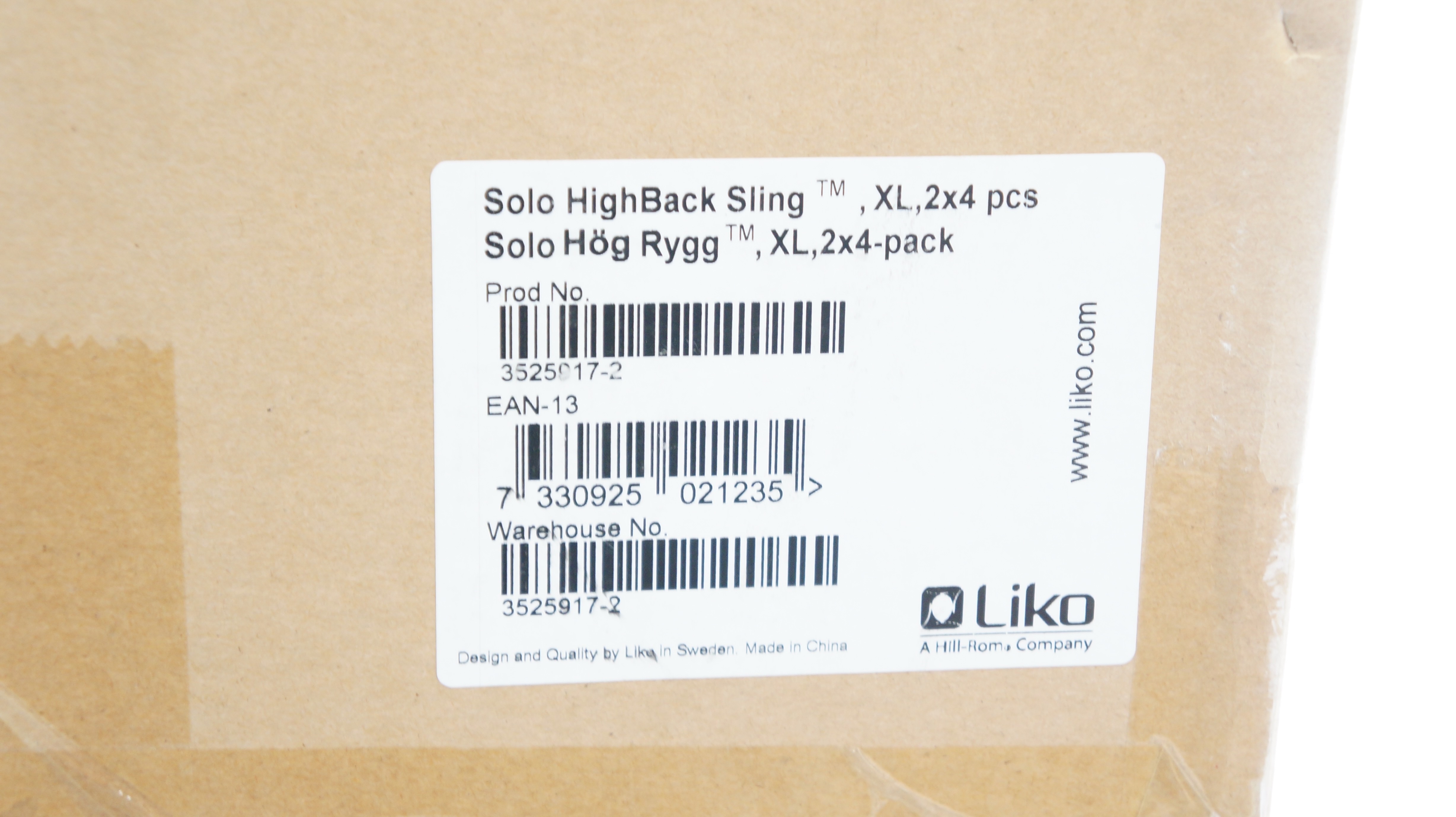 Liko 3525917-2 Solo HighBack Sling X-Large - Case of 8