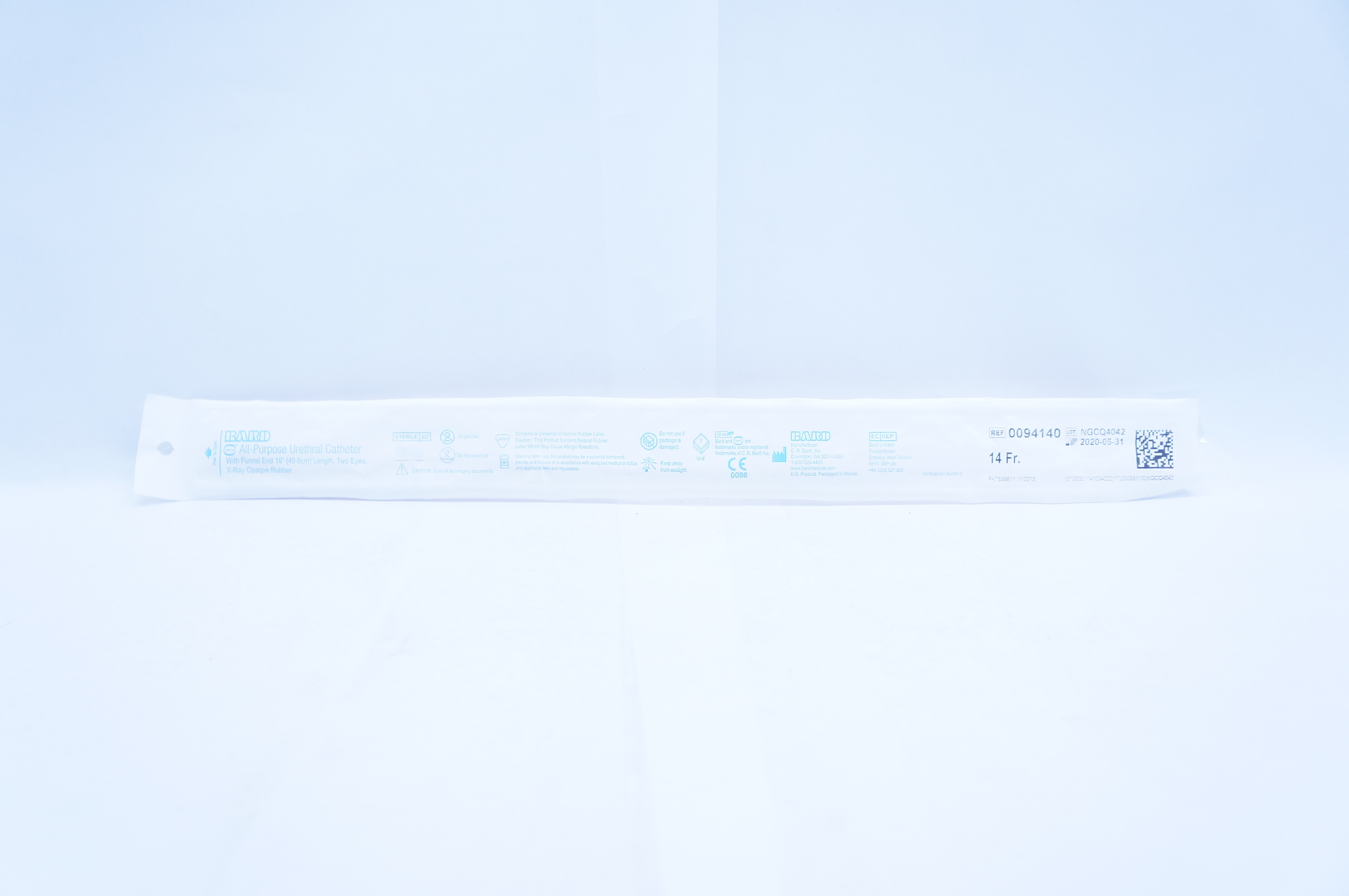 Bard 0094140 14 Fr All-Purpose Urethral Cath. with Funnel End 16inch Length (x)