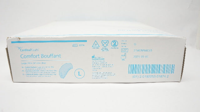 Cardinal Health 3274 Convertors Blue Comfort Bouffant, Large 24inch - Box of 75