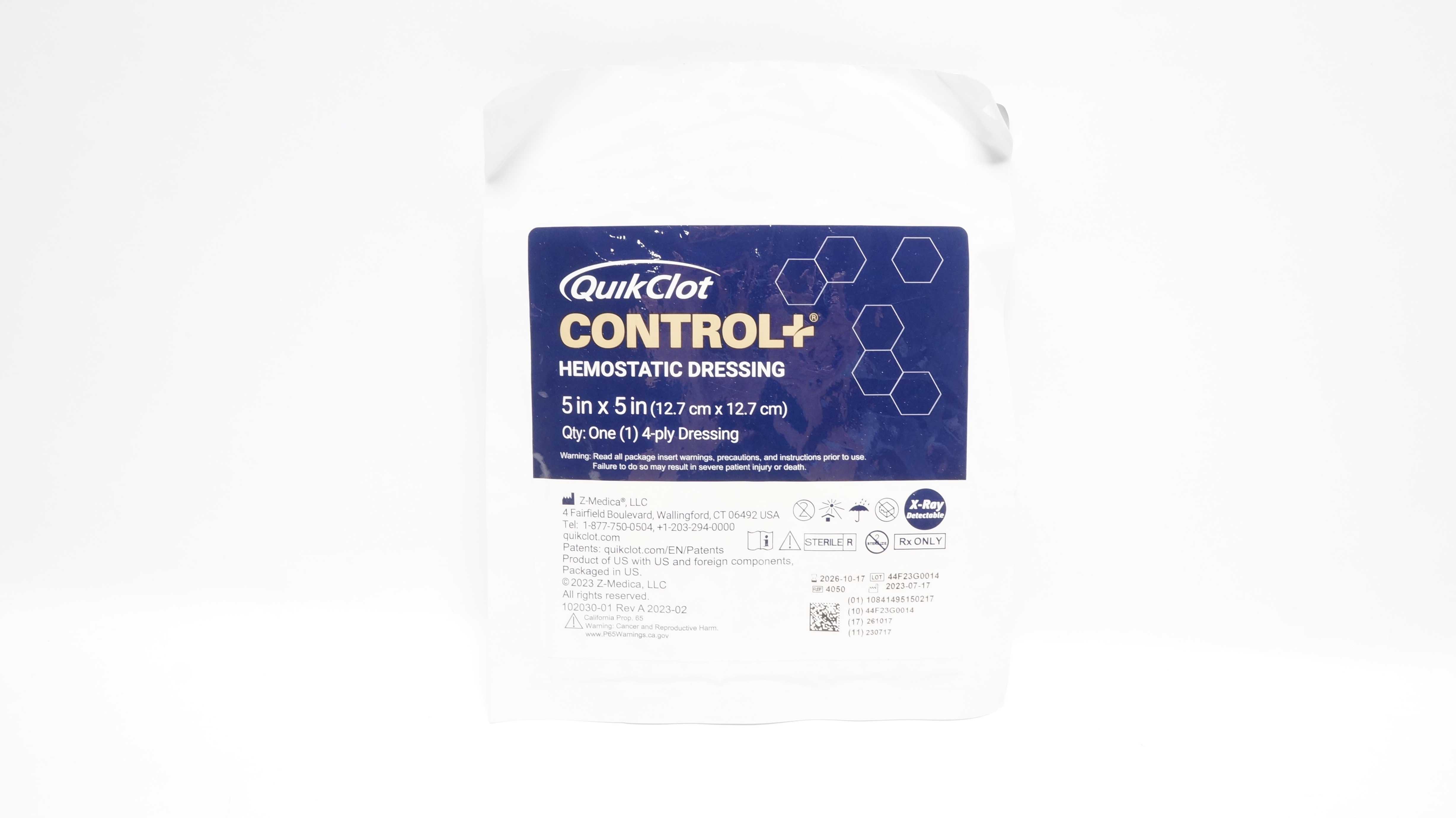 Z-Medica 4050 QuikClot Control+ Hemostatic Dressing 4-ply, 5 x 5 inch