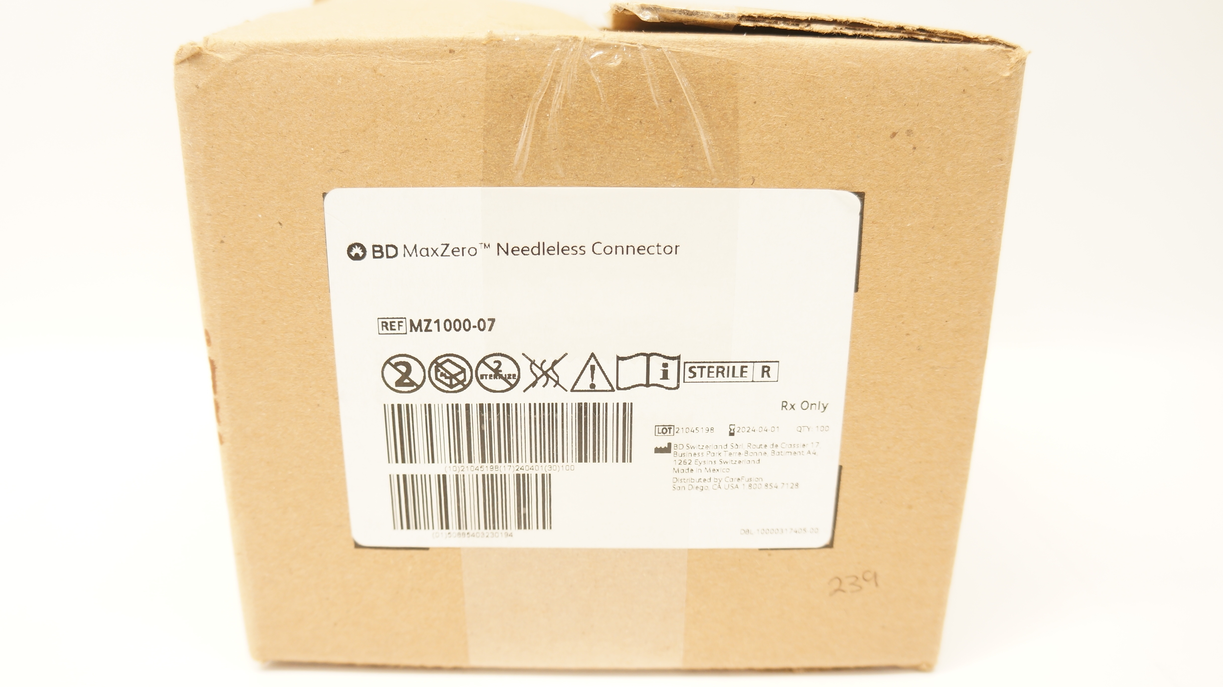 BD MZ1000-07 MaxZero Needleless Connector - Box of 100