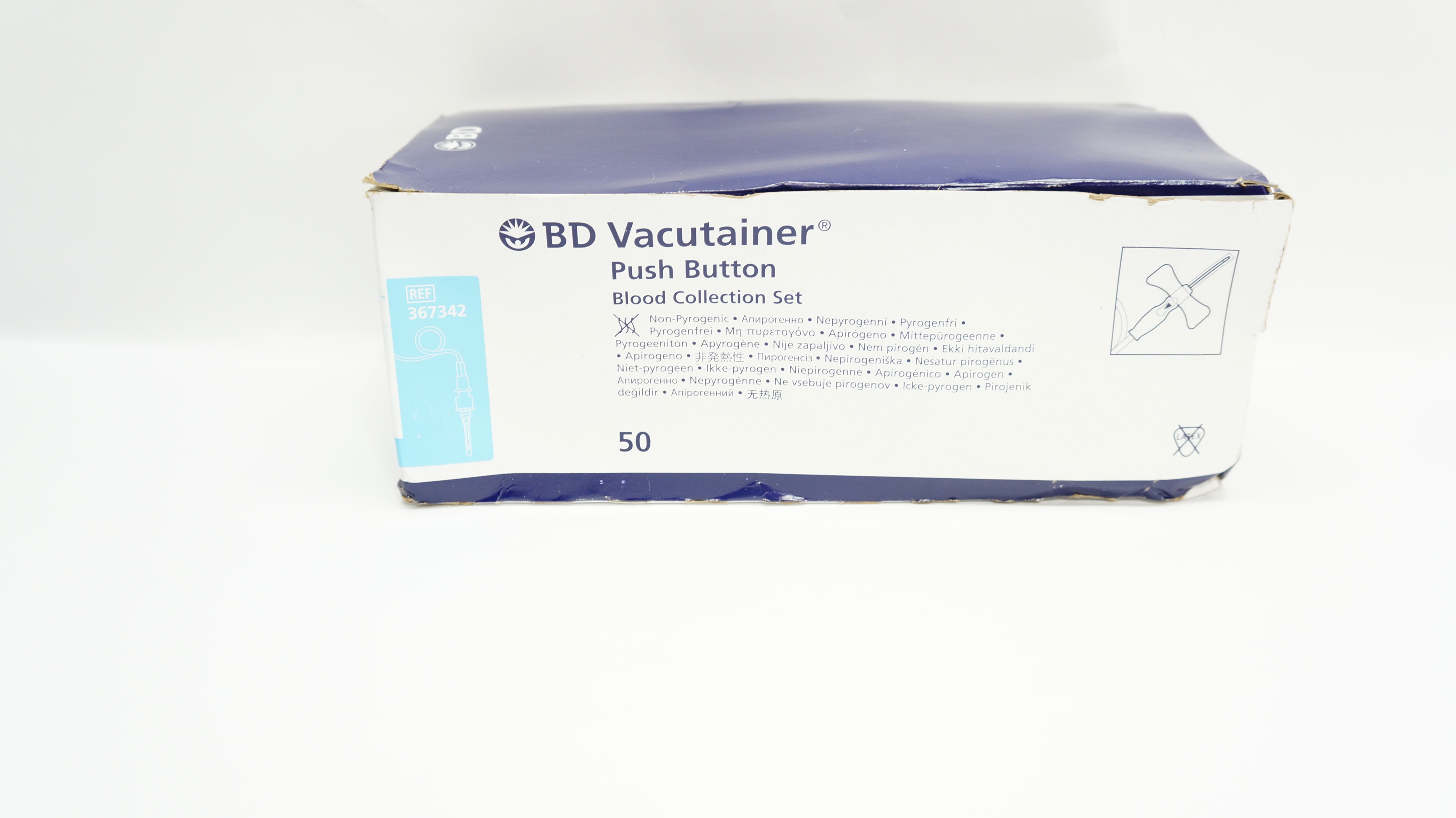 BD 367342 Push Button Blood Collection Set 23G x 3/4inch x 12inch - Box of 50