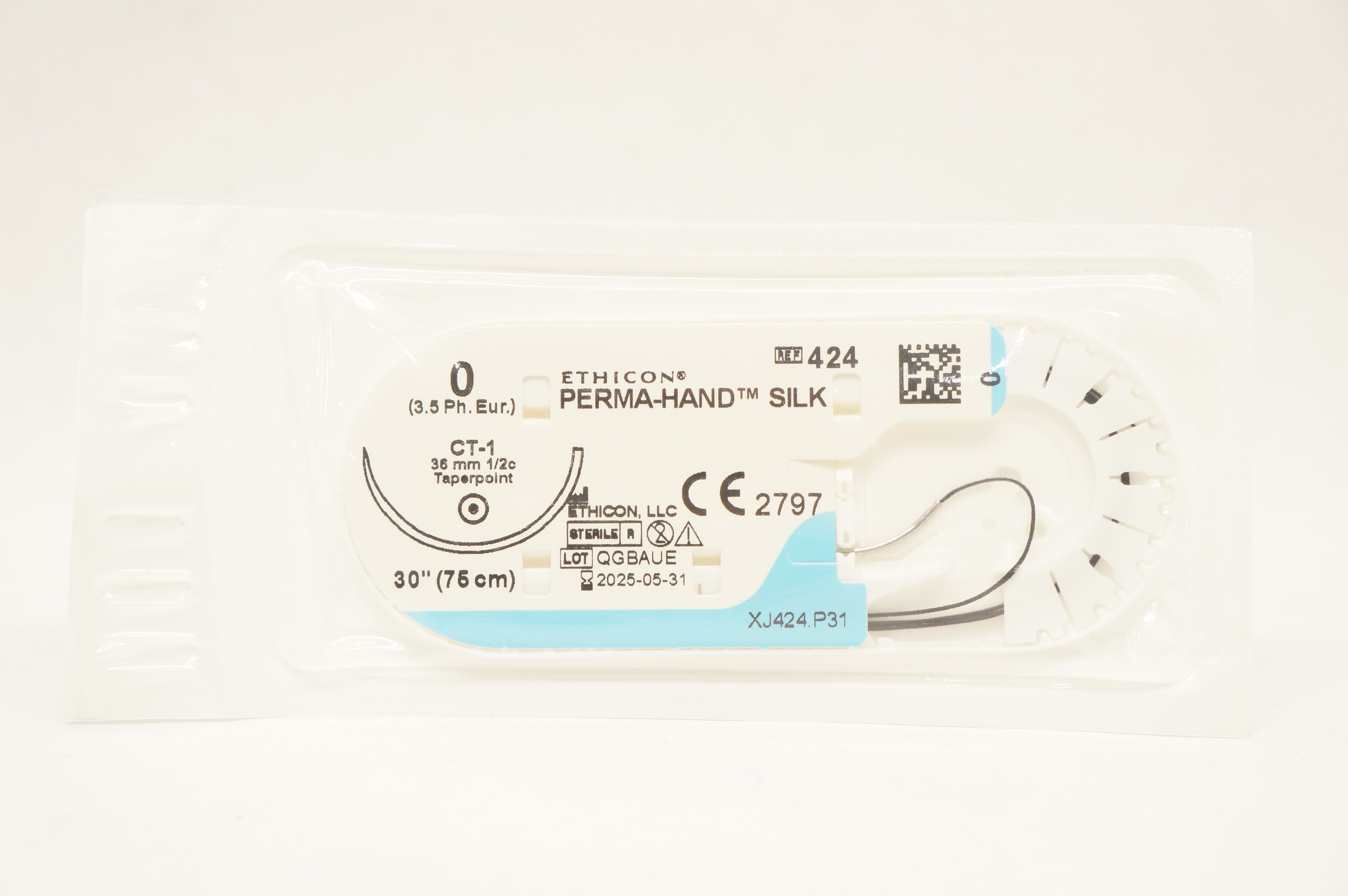 Ethicon 424 0 PERMA-HAND SILK CT-1, 36mm 1/2c Taper, 30inch