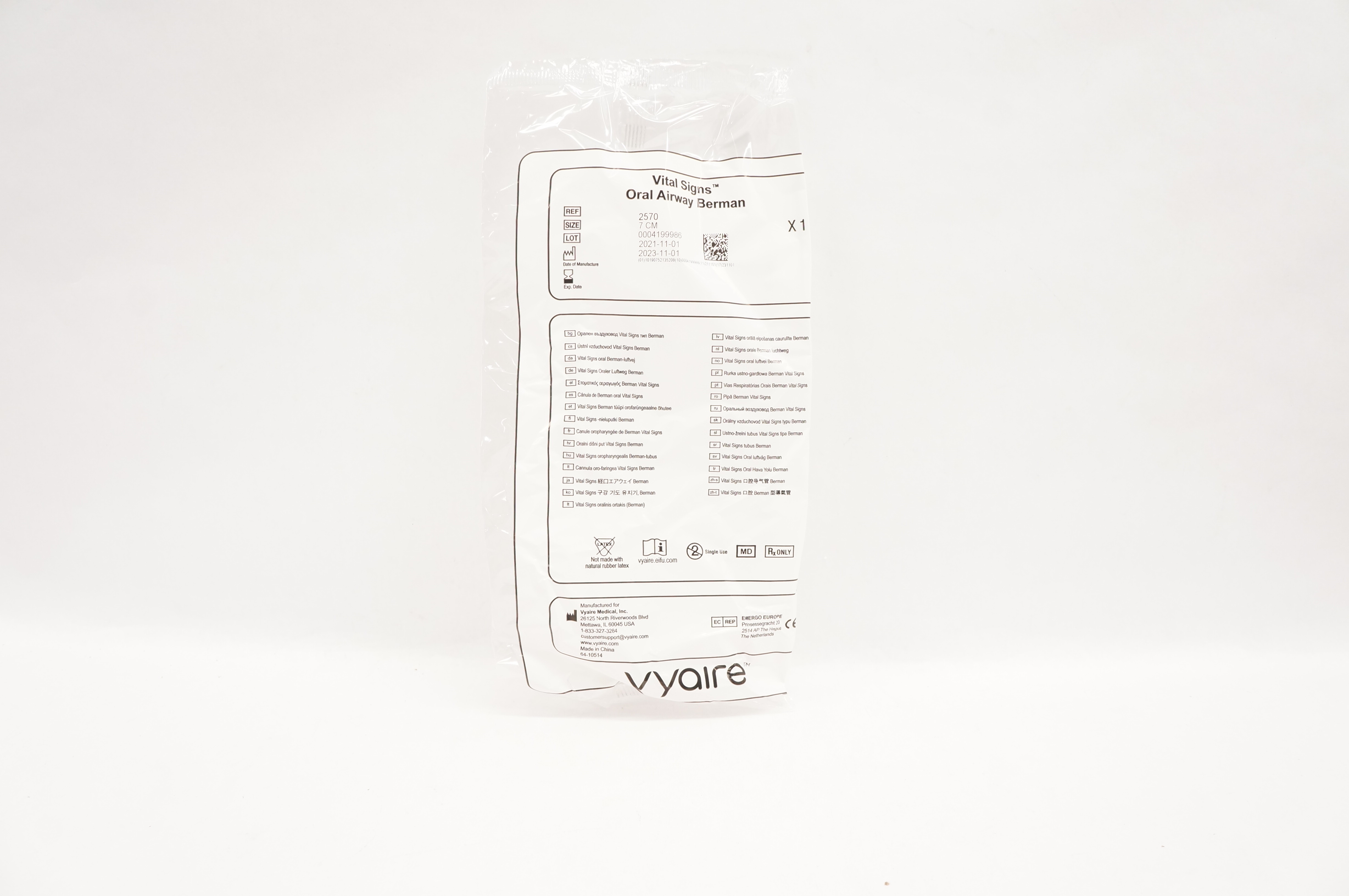 Vyaire 2570 Vital Signs Oral Airway Berman 7cm