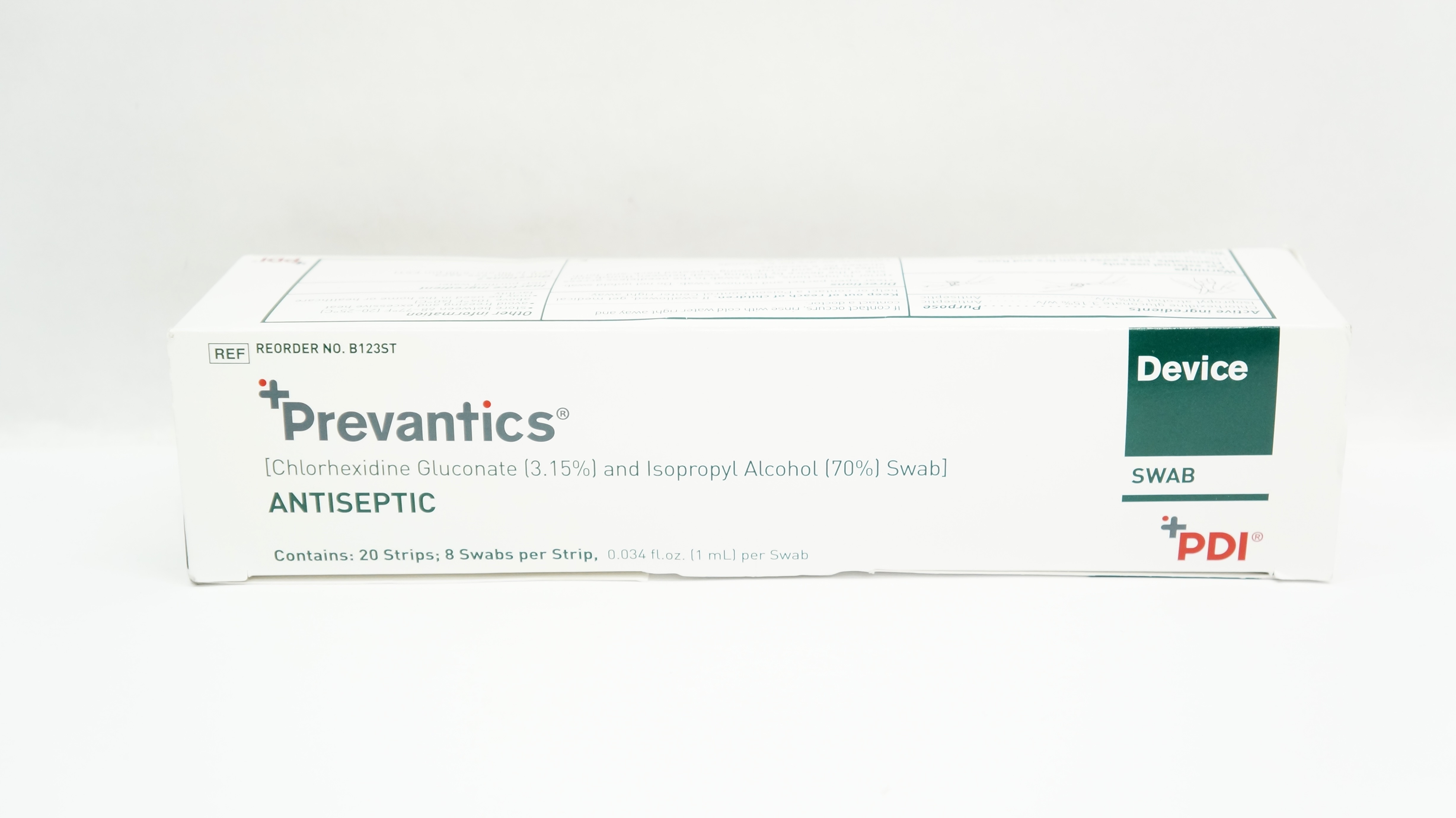 PDI B123ST Prevantics Device,  Antiseptic Swabs 0.034 fl. oz. - Box of 160