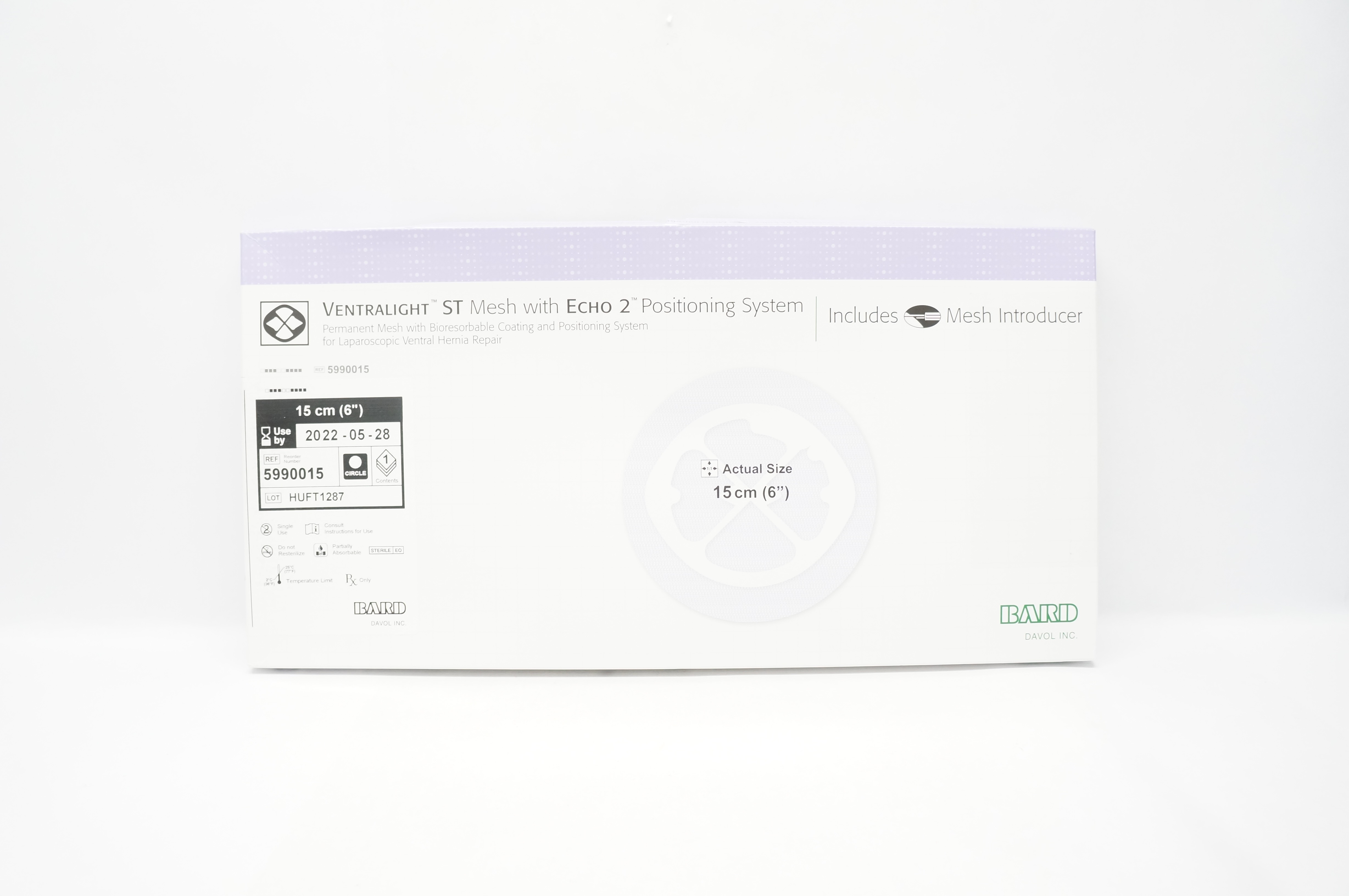 Bard 5990015 Davol Ventralight ST Mesh With Echo 2 Positioning System 6 Inch (x)