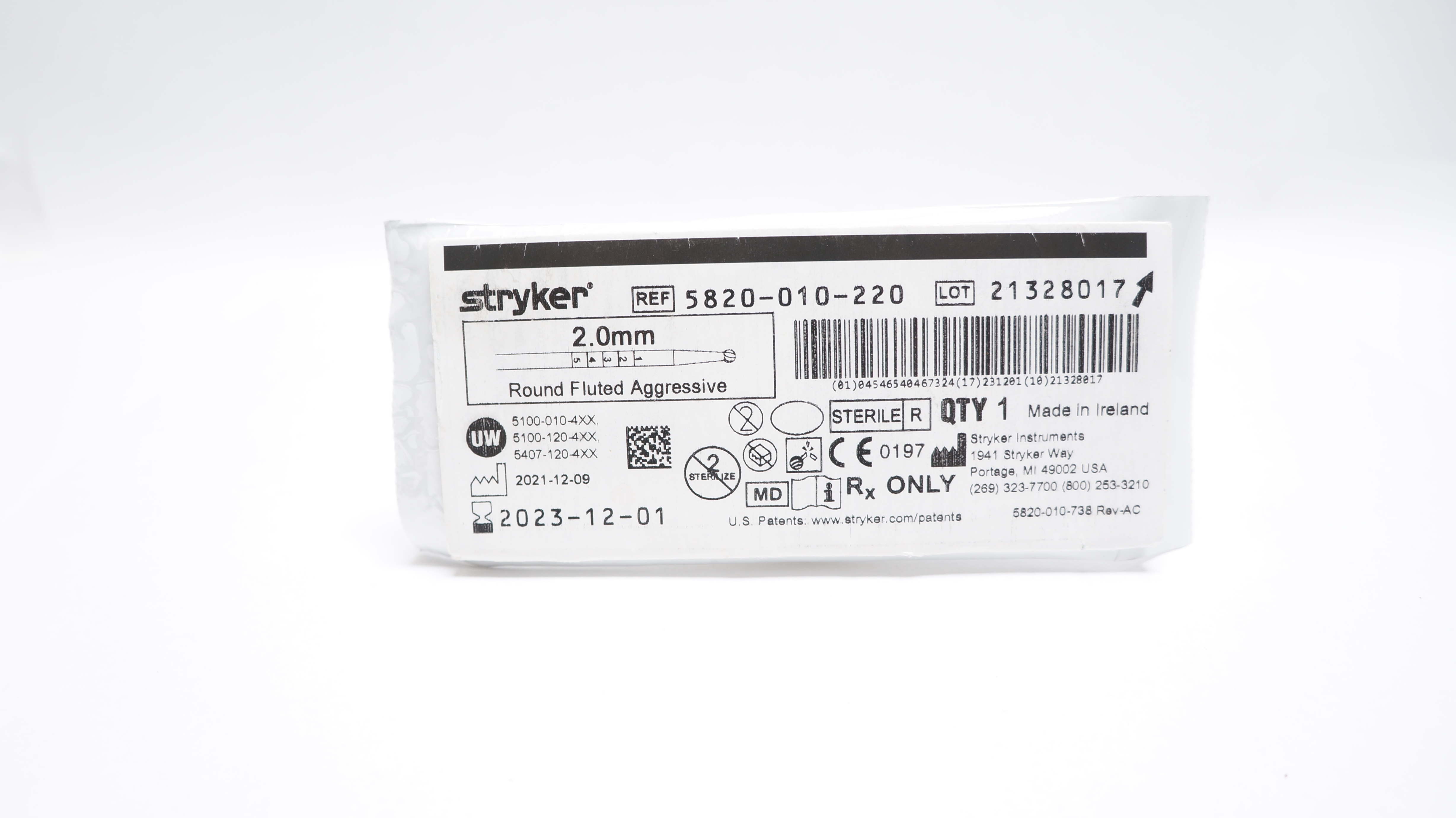 Stryker 5820-010-220 2.0mm Round Fluted Aggressive (x)