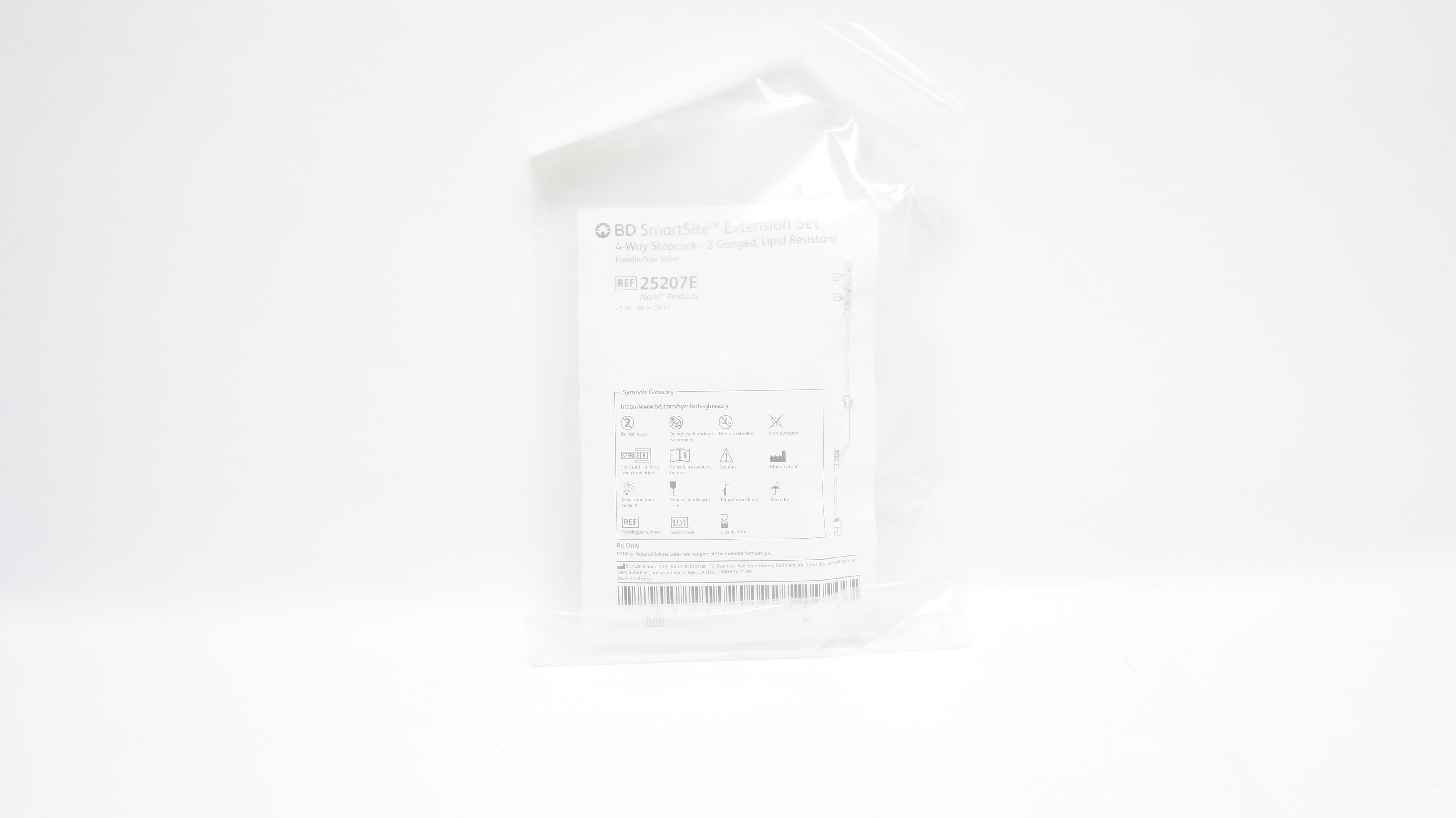 BD 25207E SmartSite Extension Set 4-Way Stopcock -2 Ganged, 5ml, 34In (x)