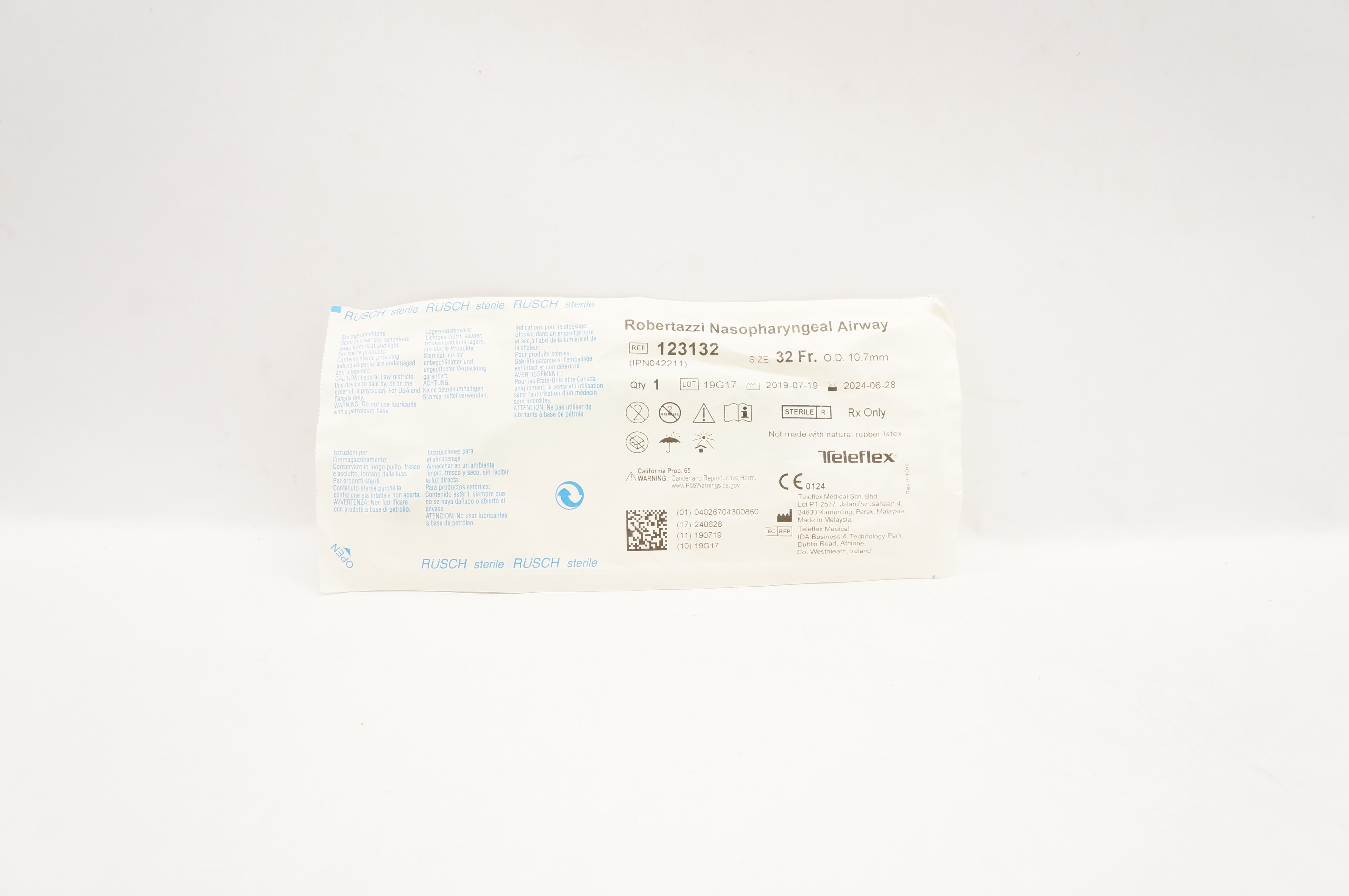 Teleflex 123132 Robertazzi Nasopharyngeal Airway 32Fr. x 10.7mm