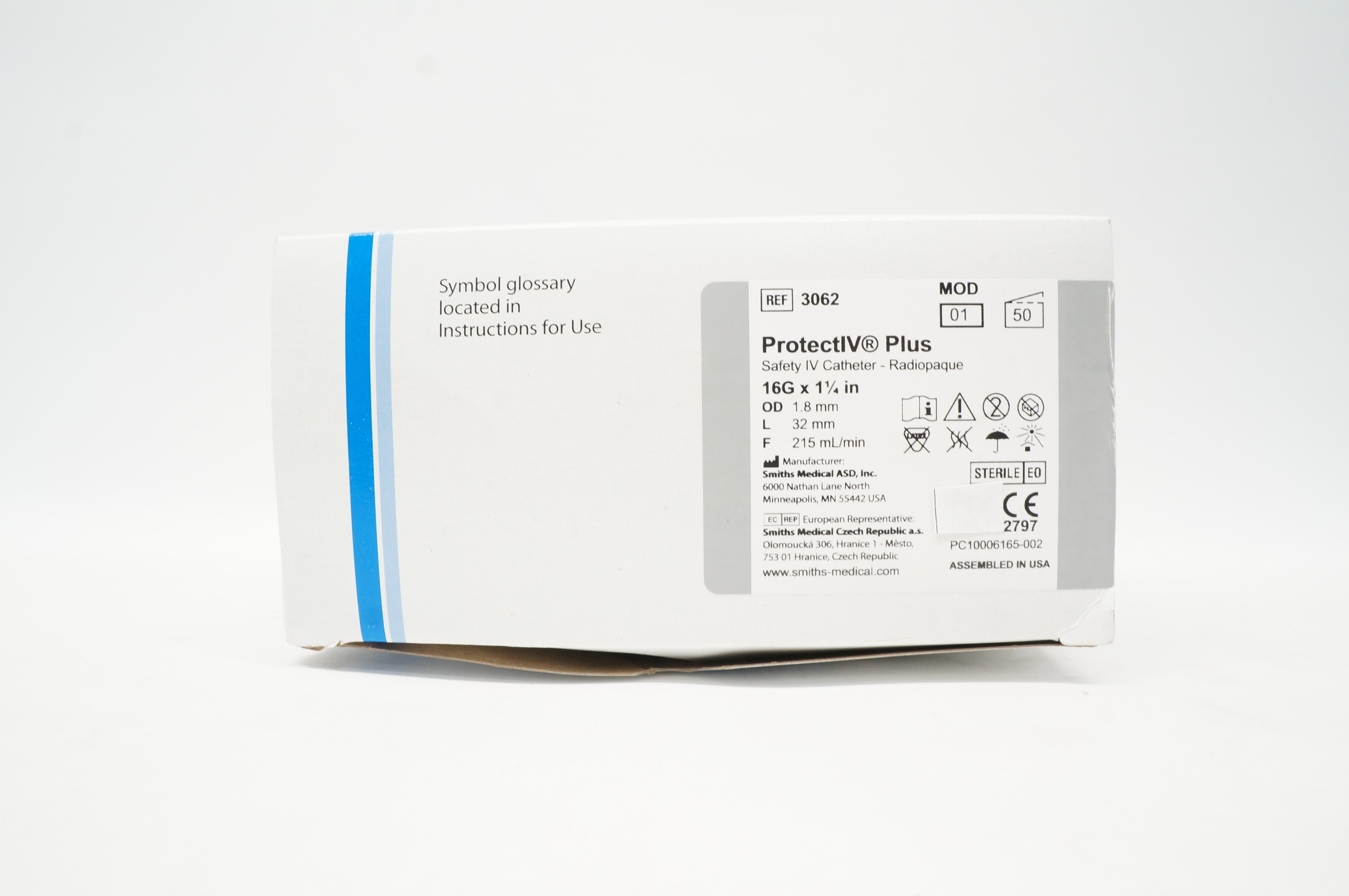 Smiths Medical 3062 ProtectIV Plus Safety IV Cath. 16G x 1-1/4inch - Box of 50