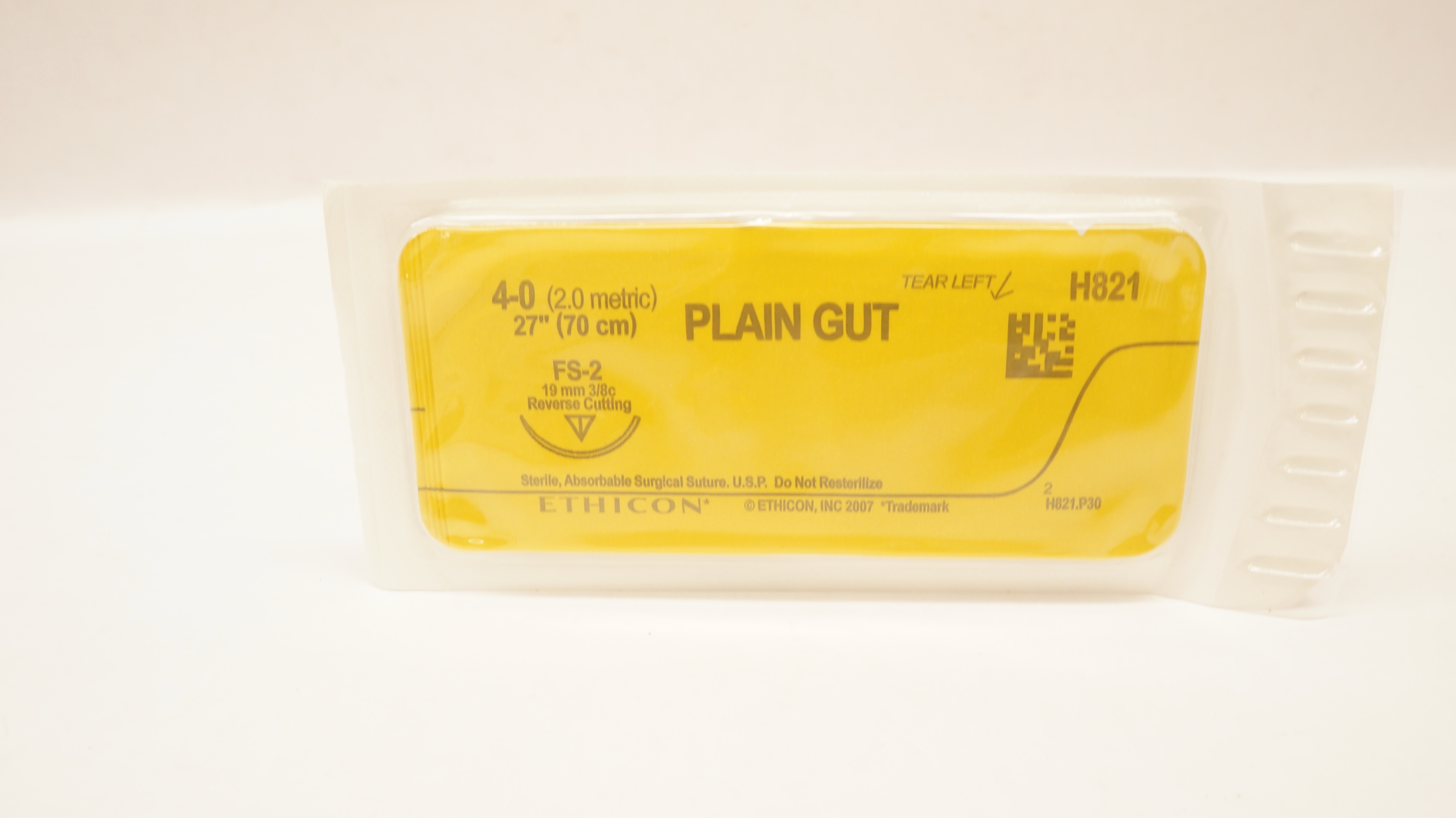 Ethicon H821 4-0 PLAIN GUT Surgical Stre FS-2 19mm 3/8c ReverseCutting 27inch(x)