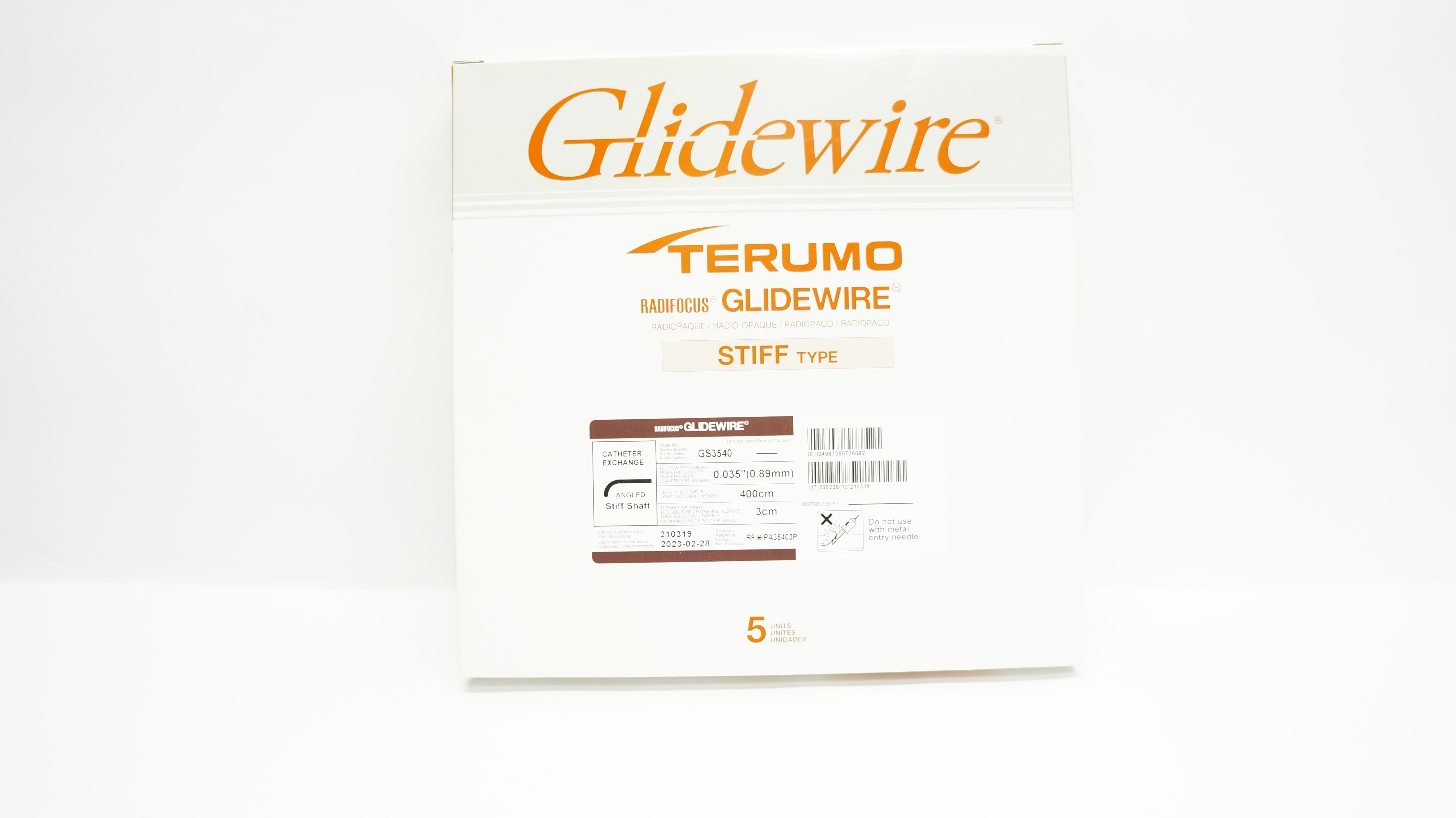 Terumo GS3540 Radifocus Glidewire Exchange Cath. 0.035inchx400x3cm(x) - Box of 1