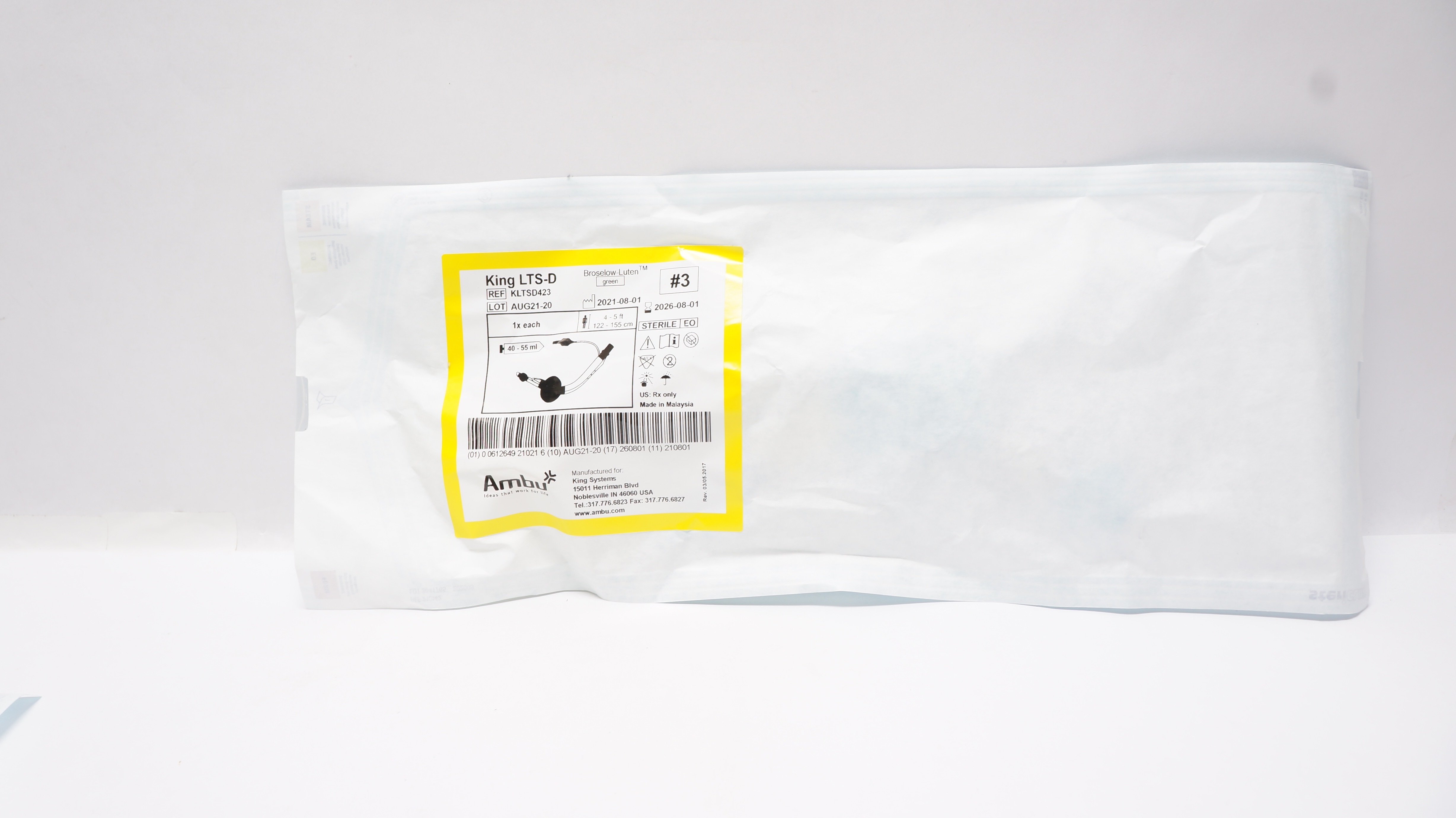 King Systems KLTSD423 Ambu King LTS-D Broselow-Luten Green 4-5 Ft. #3
