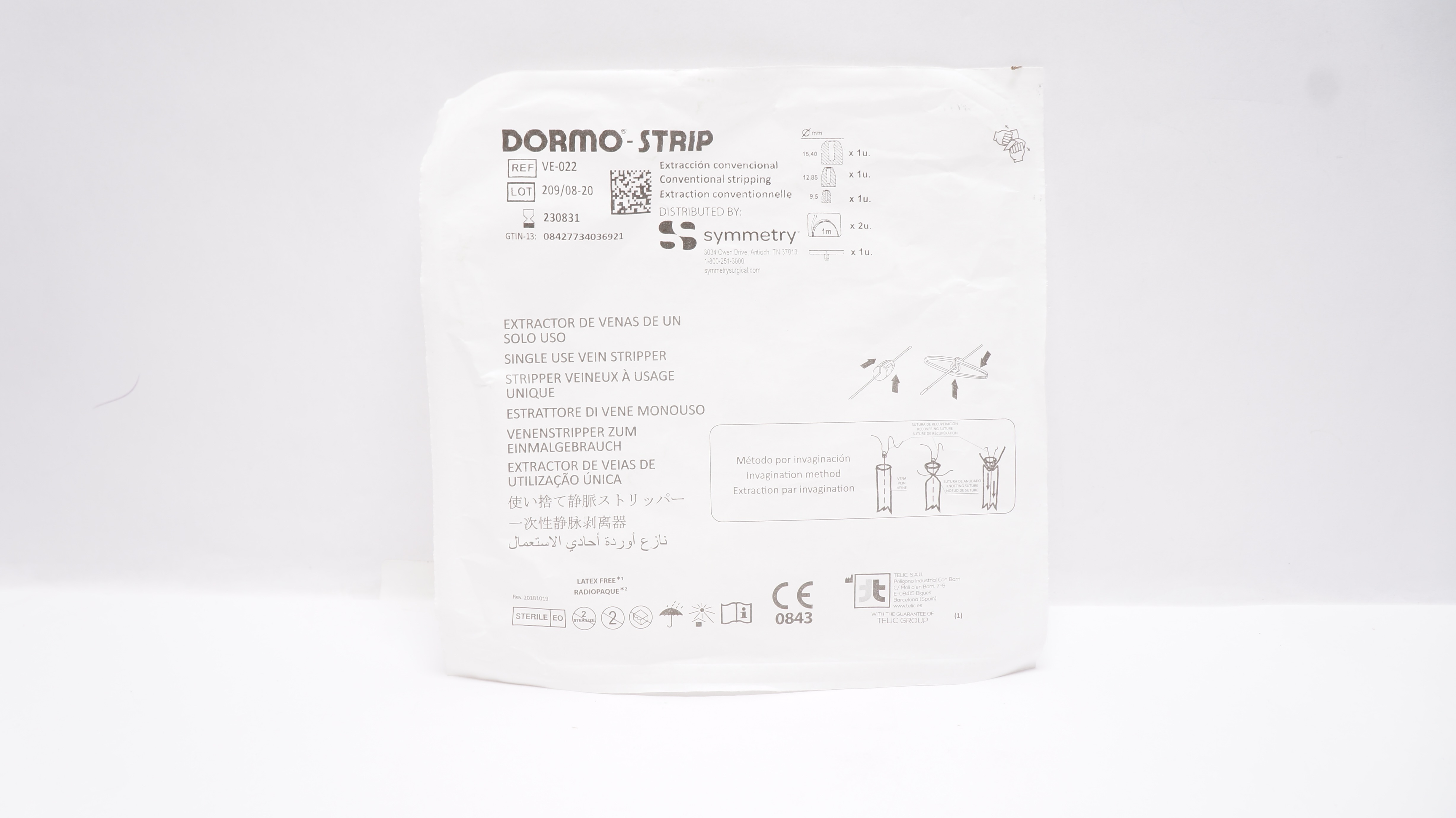 Symmetry VE-022 Dormo-Strip Single Use Vein Stripper (x)