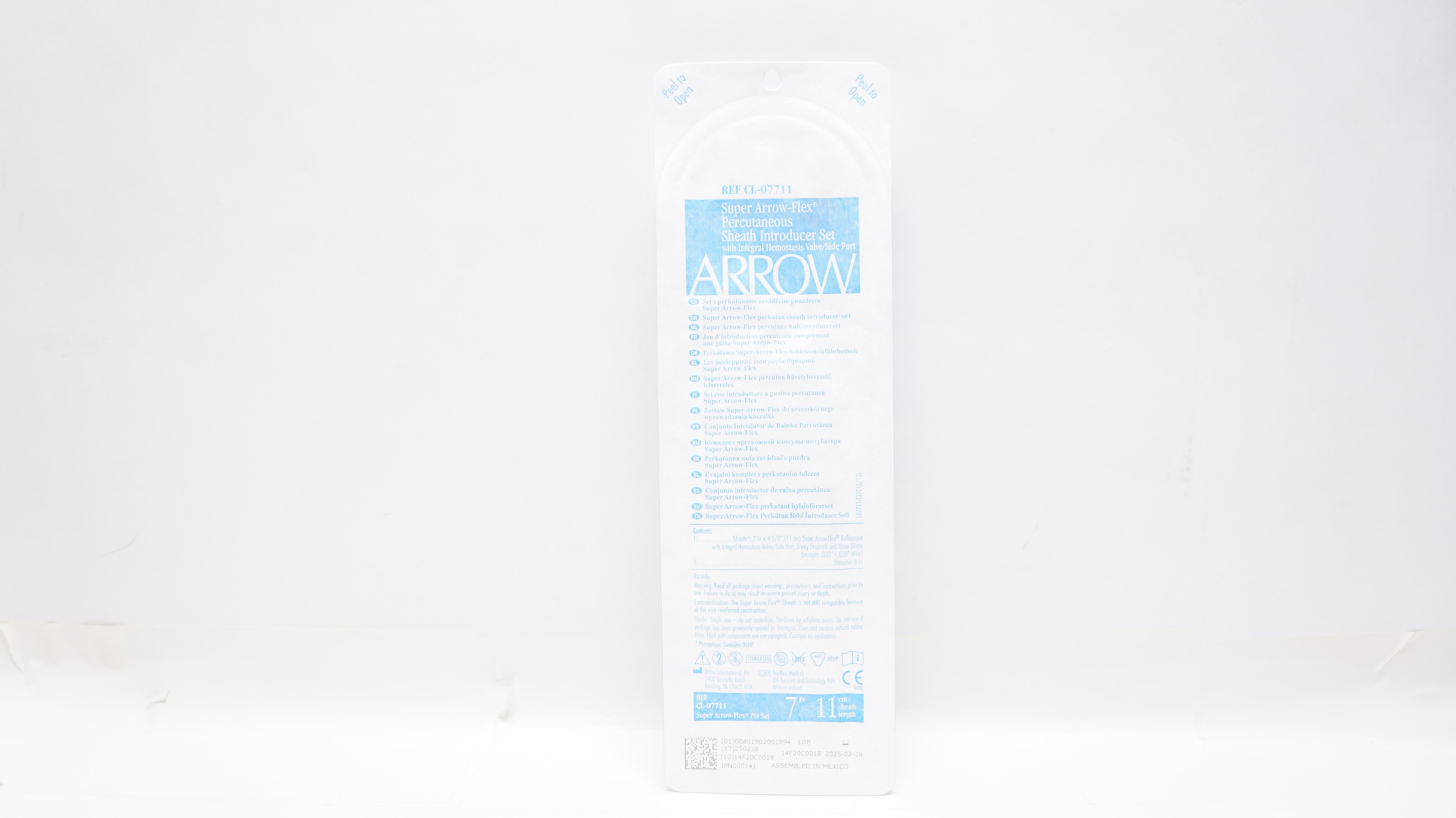 Arrow CL-07711 Super Arrow-Flex Percutaneous Sheath Introducer Set 7Fr x 11cm