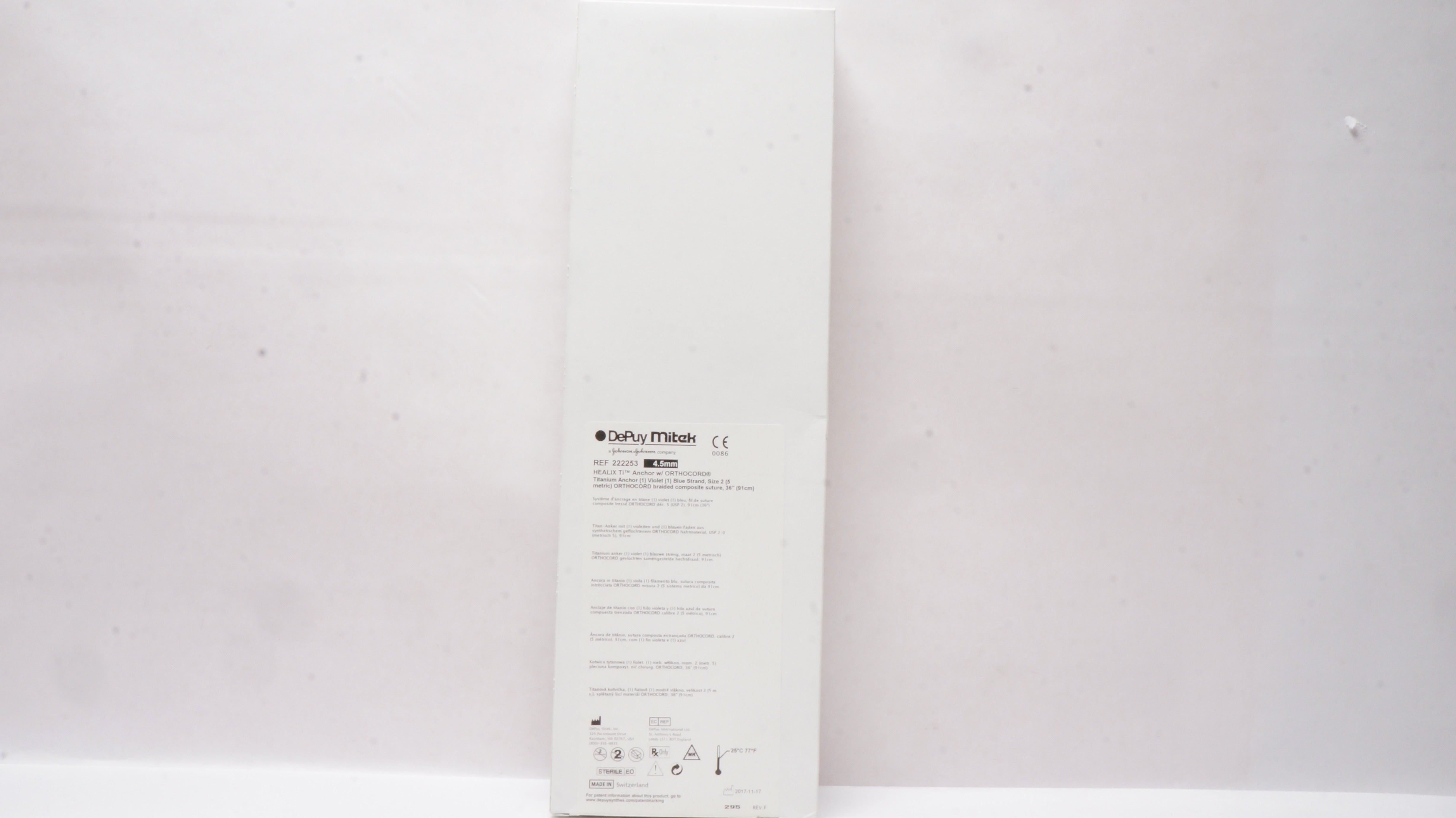 DePuy Mitek 222253 Healix Ti Anchor With Orthocord 4.5mm (x)