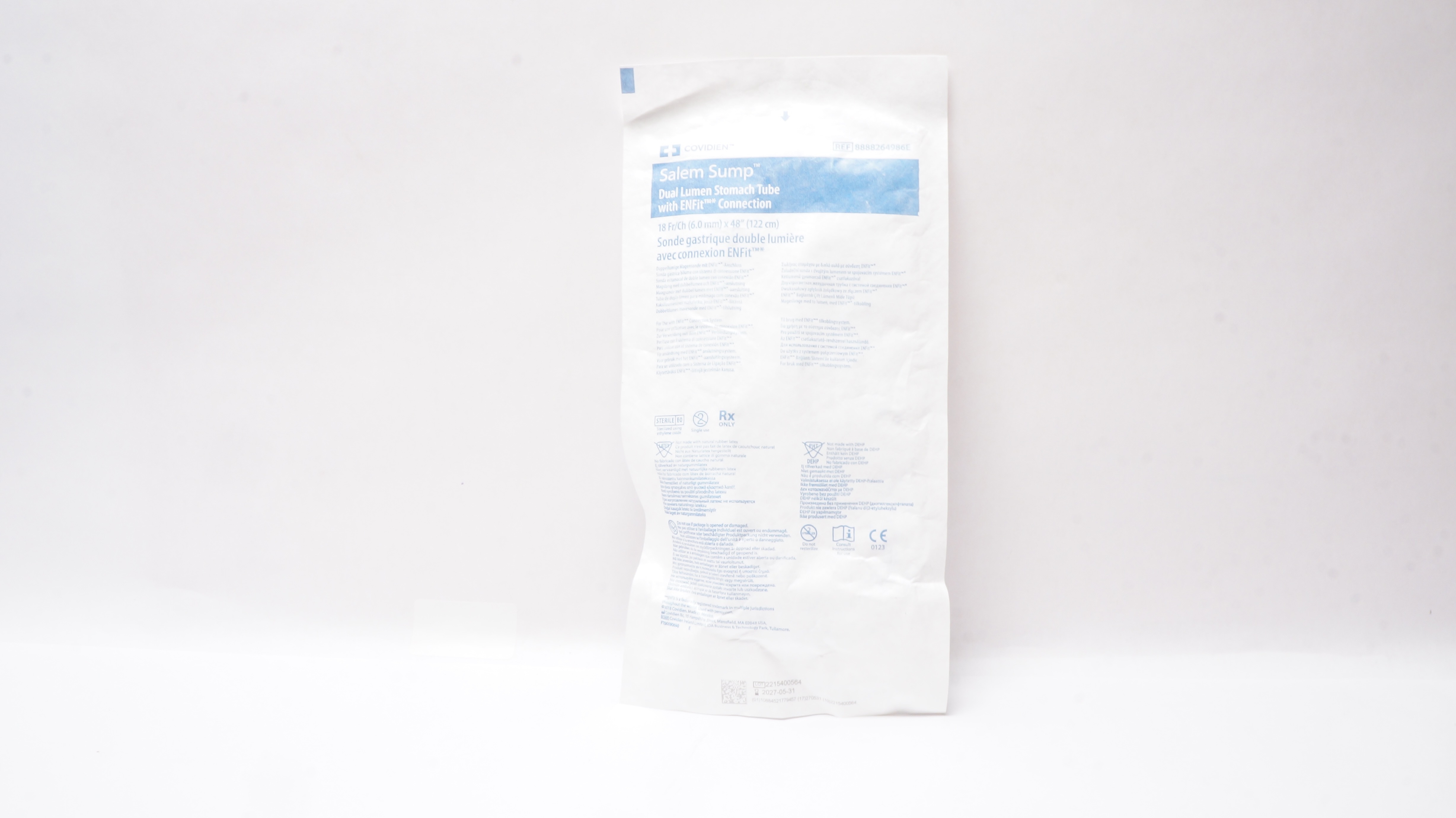 Covidien 8888264986E Salem Sump Dual Lumen Stomach Tube 18Fr/Ch x 48inch