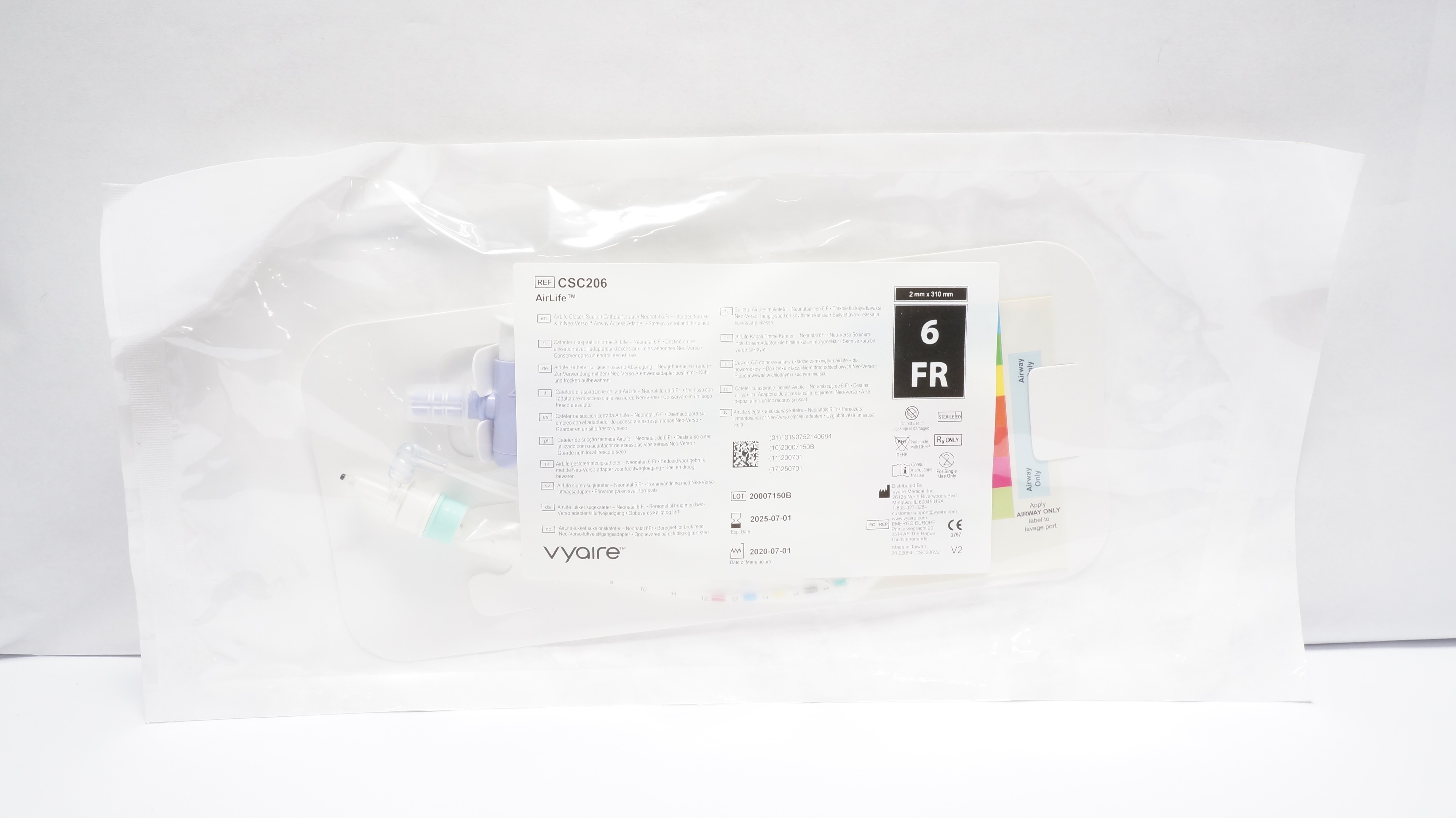 Vyaire CSC206 Airlife Closed Suction Cath., Neonatal 6Fr (x)