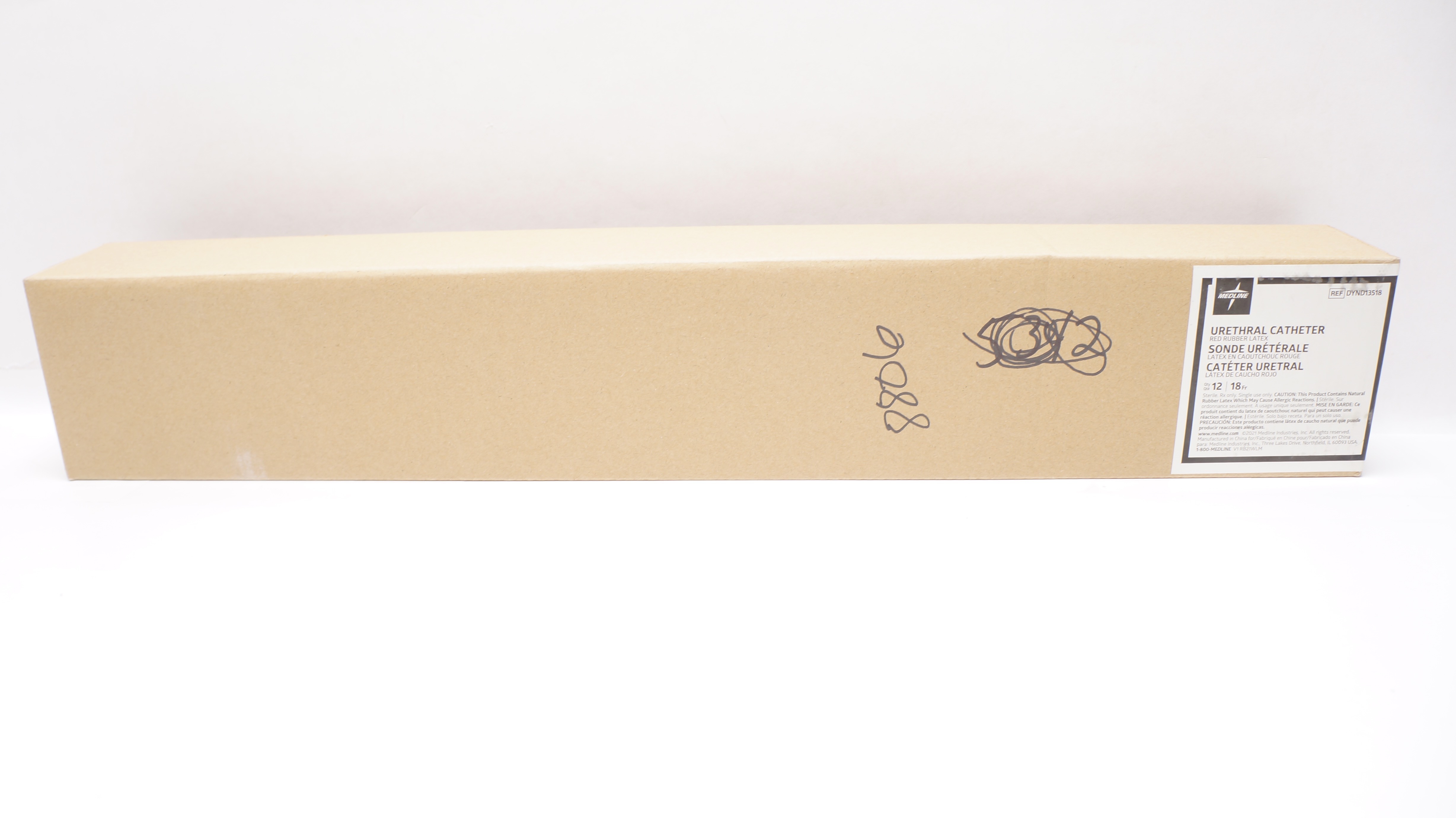 Medline DYND13518 Urethral Cath. 18Fr. Red Rubber Latex - Case of 12