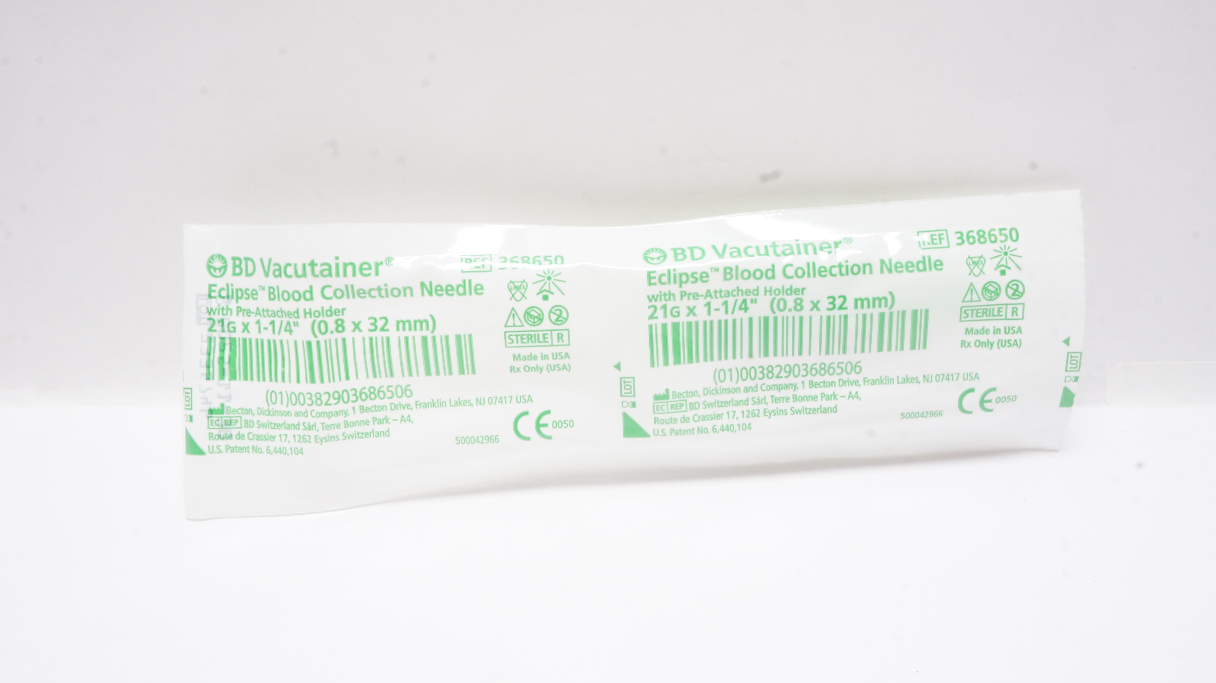 BD 368650 Vacutainer Eclipse Blood Collection Ndle 21G x 1-1/4inch