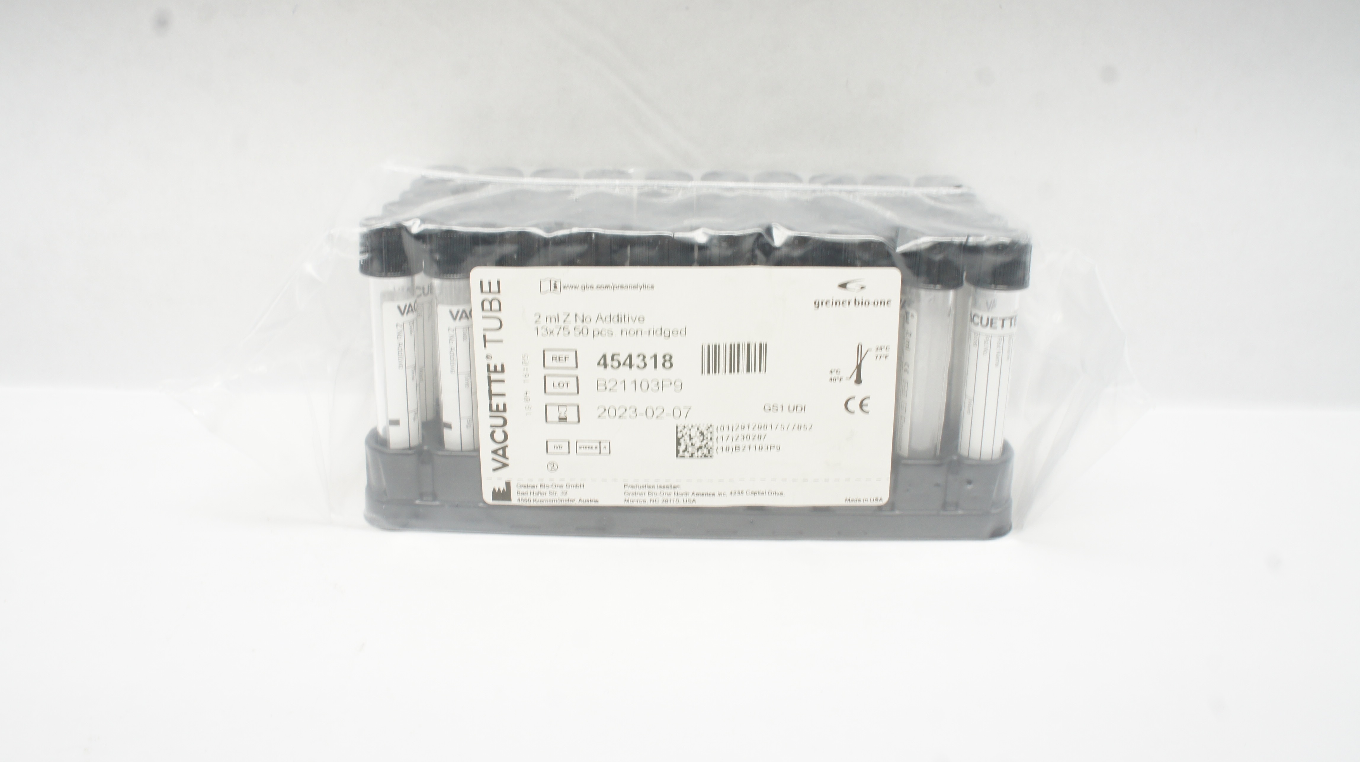 Greiner Bio-One 454318 VACUETTE Tube 2mL Z No Additive (x) - Pack of 50
