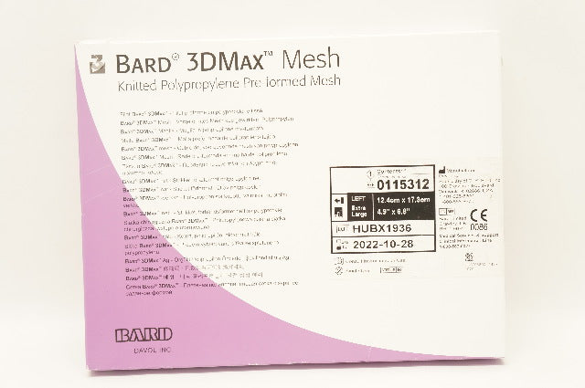 Bard 0115312 3DMax Knitted Polypropylene Pre-formed Mesh 4.9 x 6.8 inch (x)