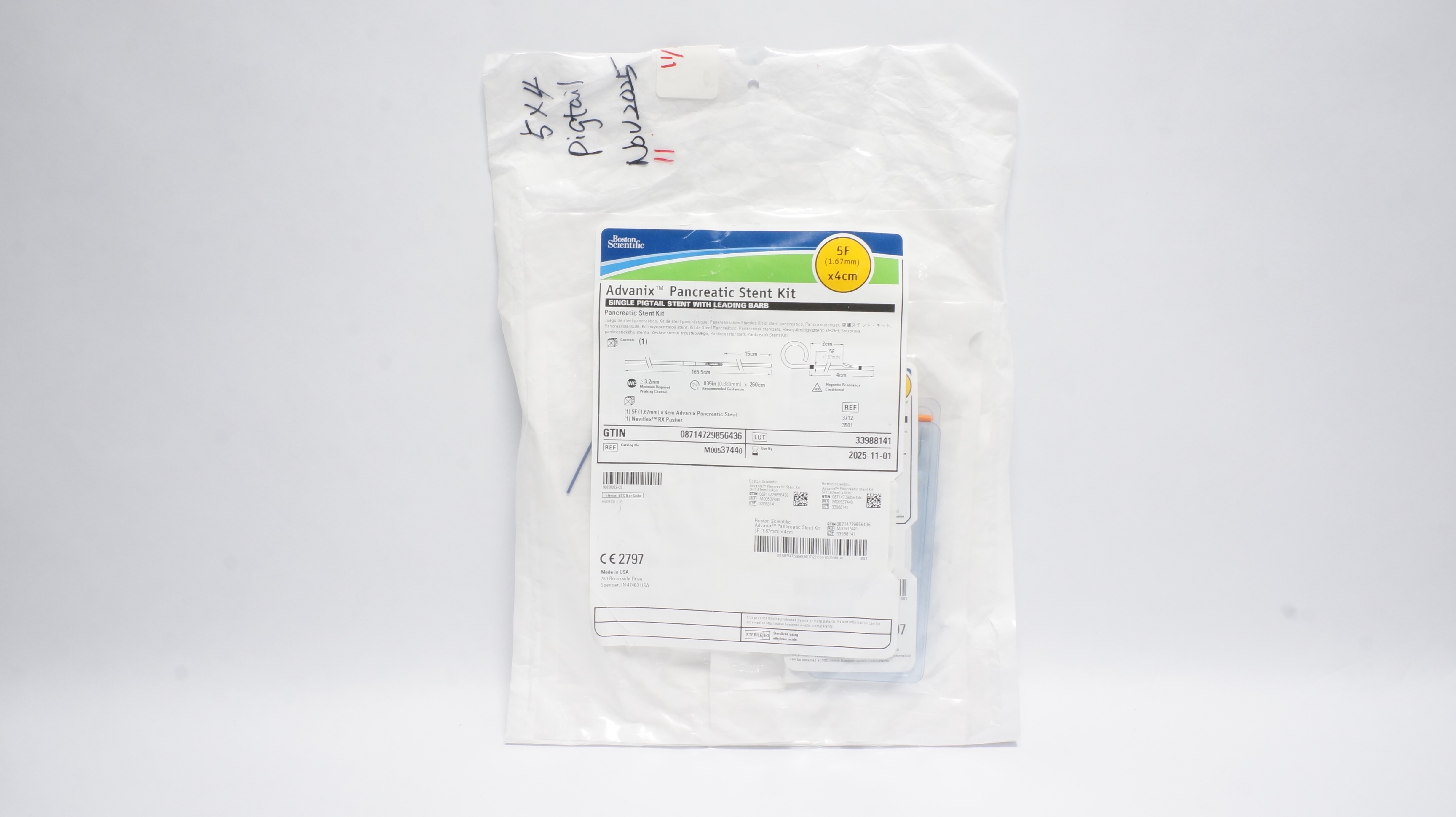 Boston Scientific M00537440 Advanix Pancreatic Stent Kit 5F x 4cm (x)