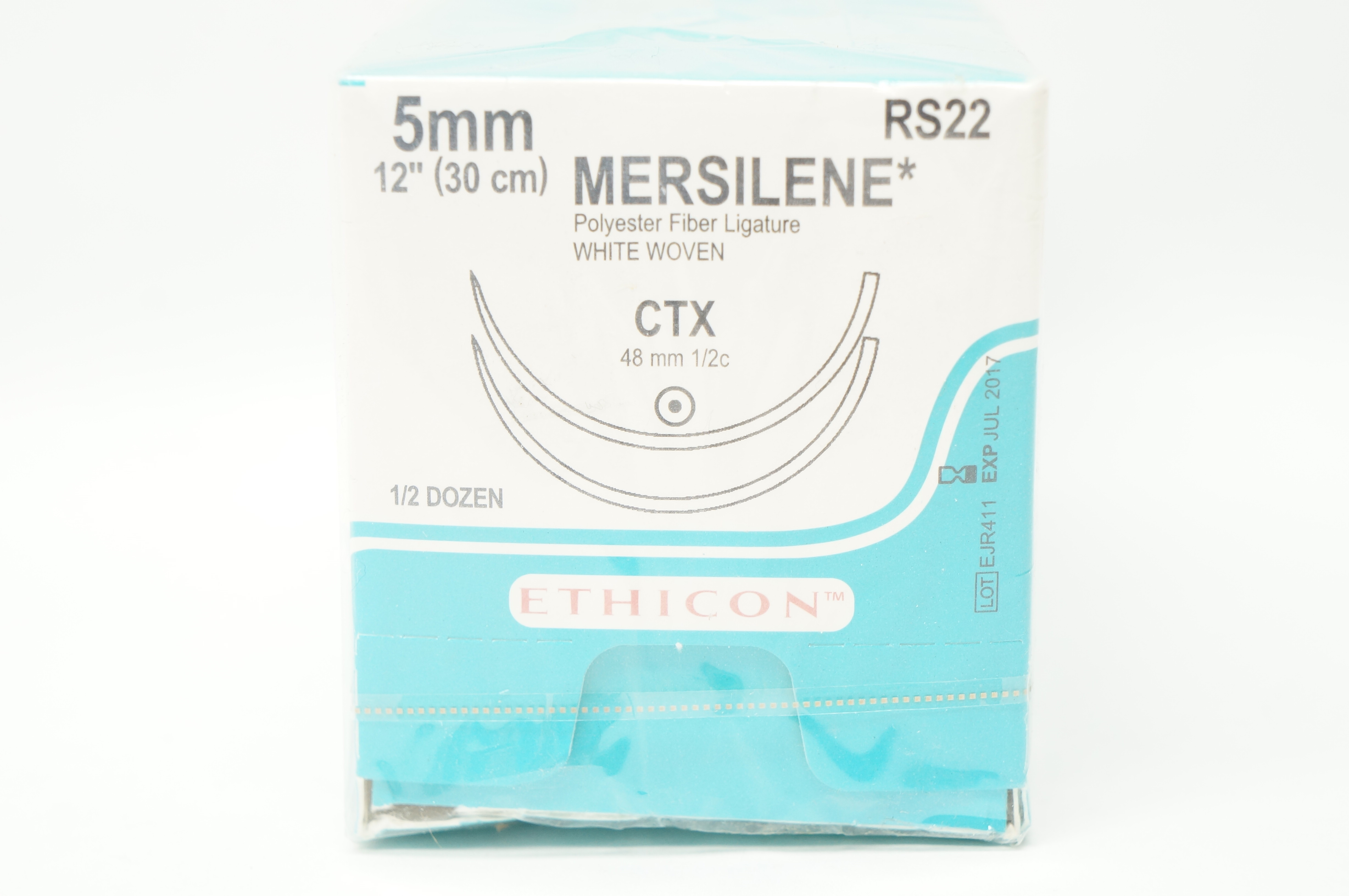 Ethicon RS22 Mersilene Polyester Fiber Ligature CTX 48mm 1/2c 12in (x)- Box of 6