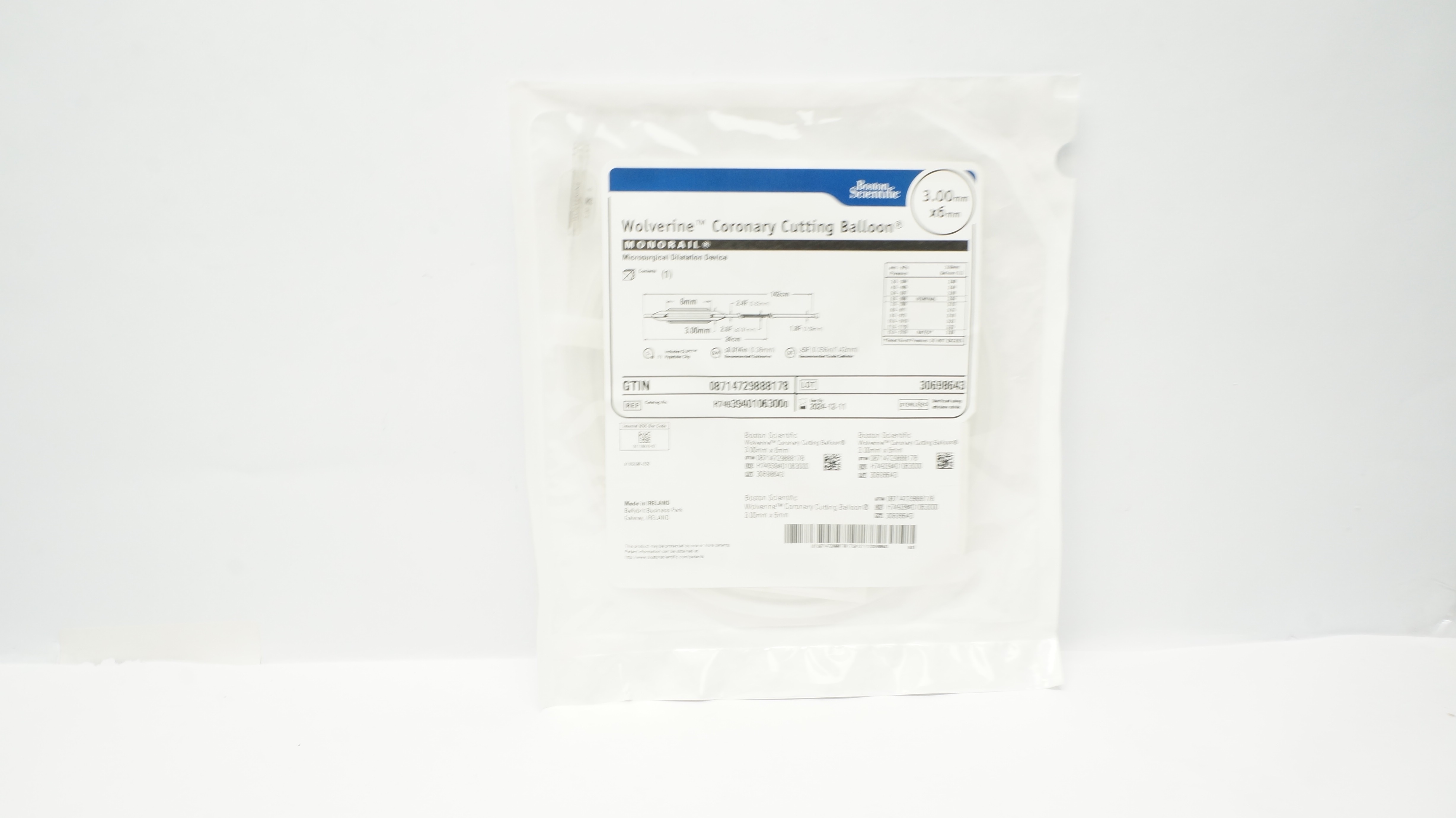 Boston Scientific 3940106300 Wolverine Coronary Cutting Balloon, 3.00mm x 6mm(x)