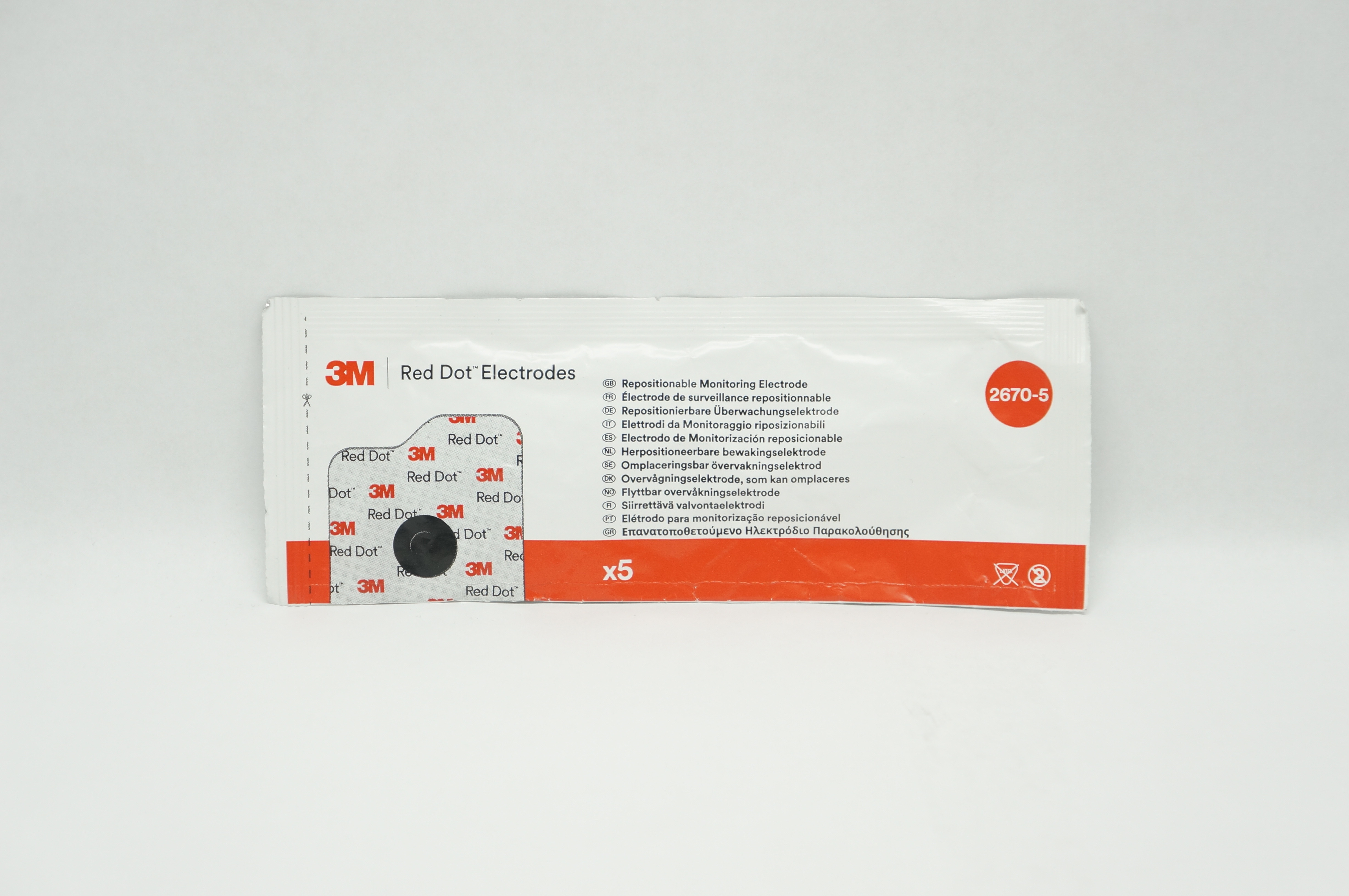 3M 2670-5 Red Dot Electrodes Repositionable Monitoring Electrode