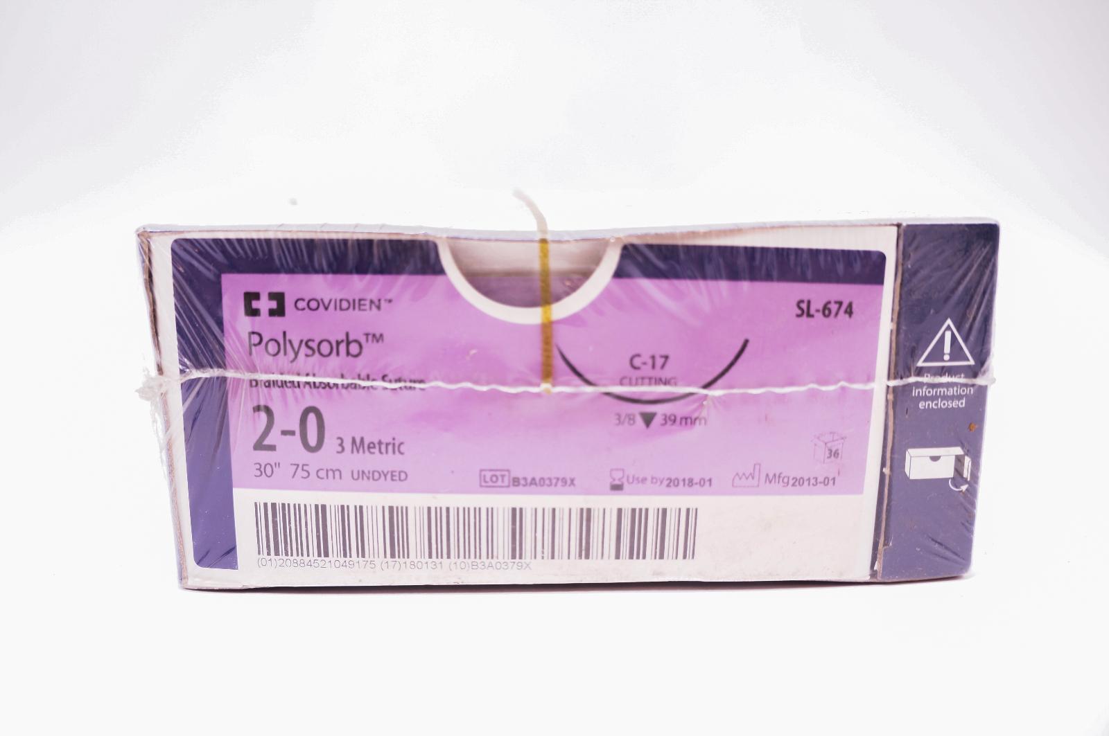 Covidien SL-674 2-0 Polysorb, C-17 Cutting, 3/8 39mm, 30inch (x) - Box of 36