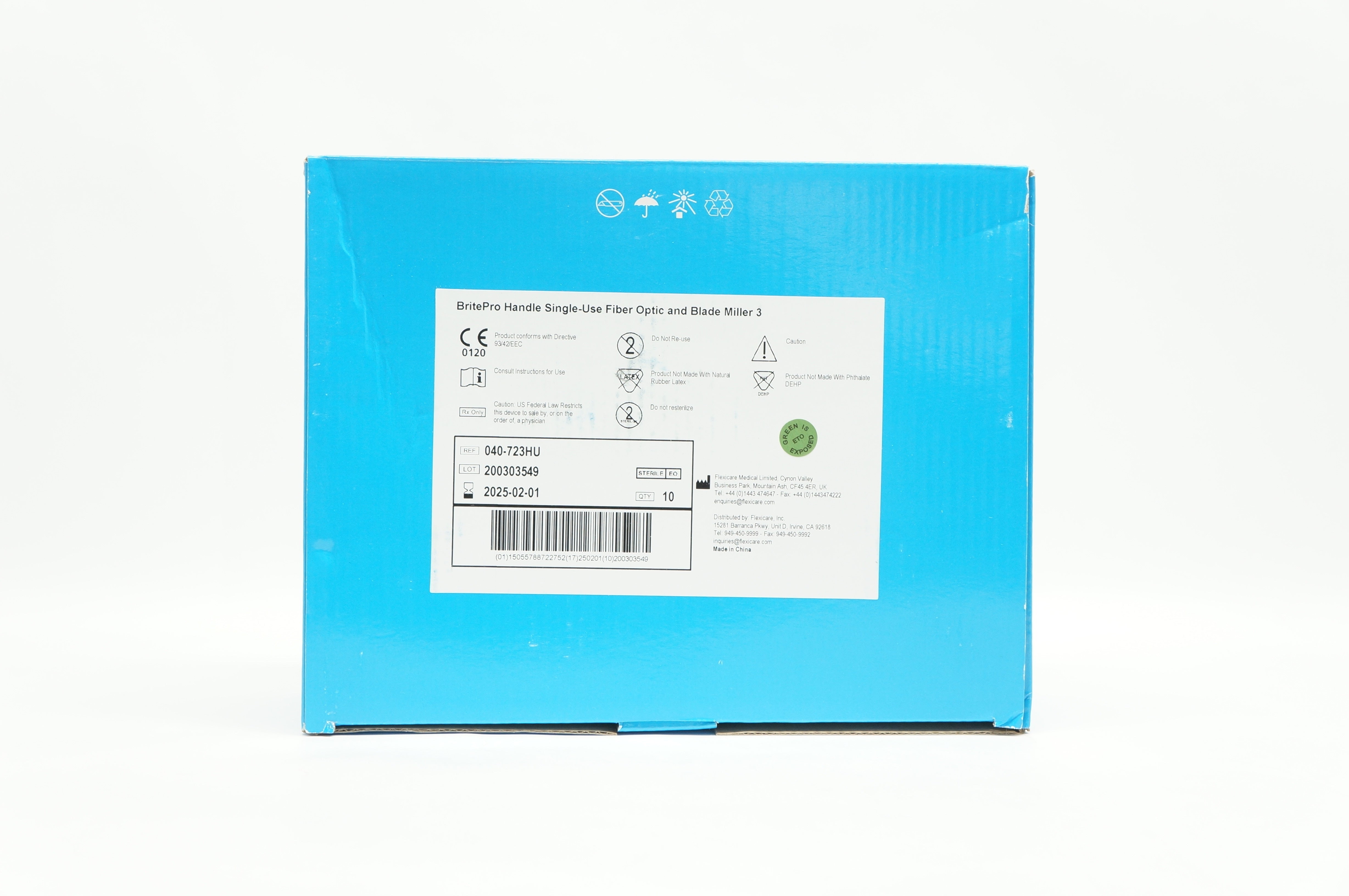Flexicare Medical 040-723HU BritePro Handle Fiber Optic Miller 3 - Box of 10